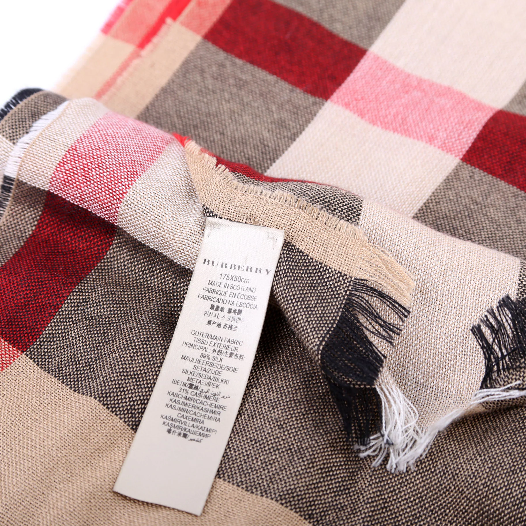Giant Check Lightweight Wool/Silk Scarf - Image 3