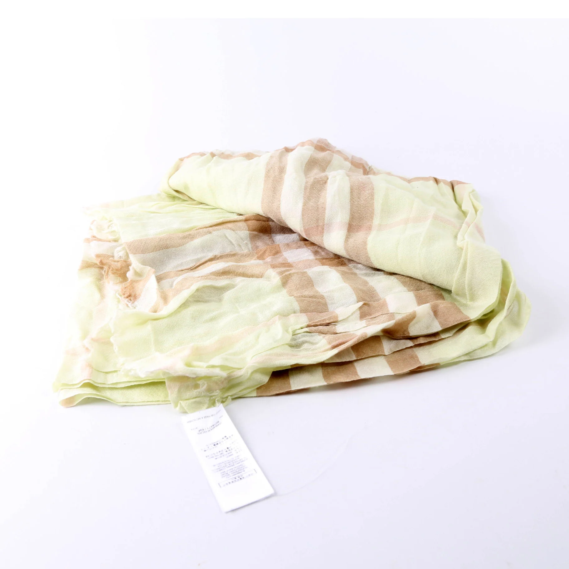 Giant Check Lightweight Wool/Silk Scarf Yellow - Image 3
