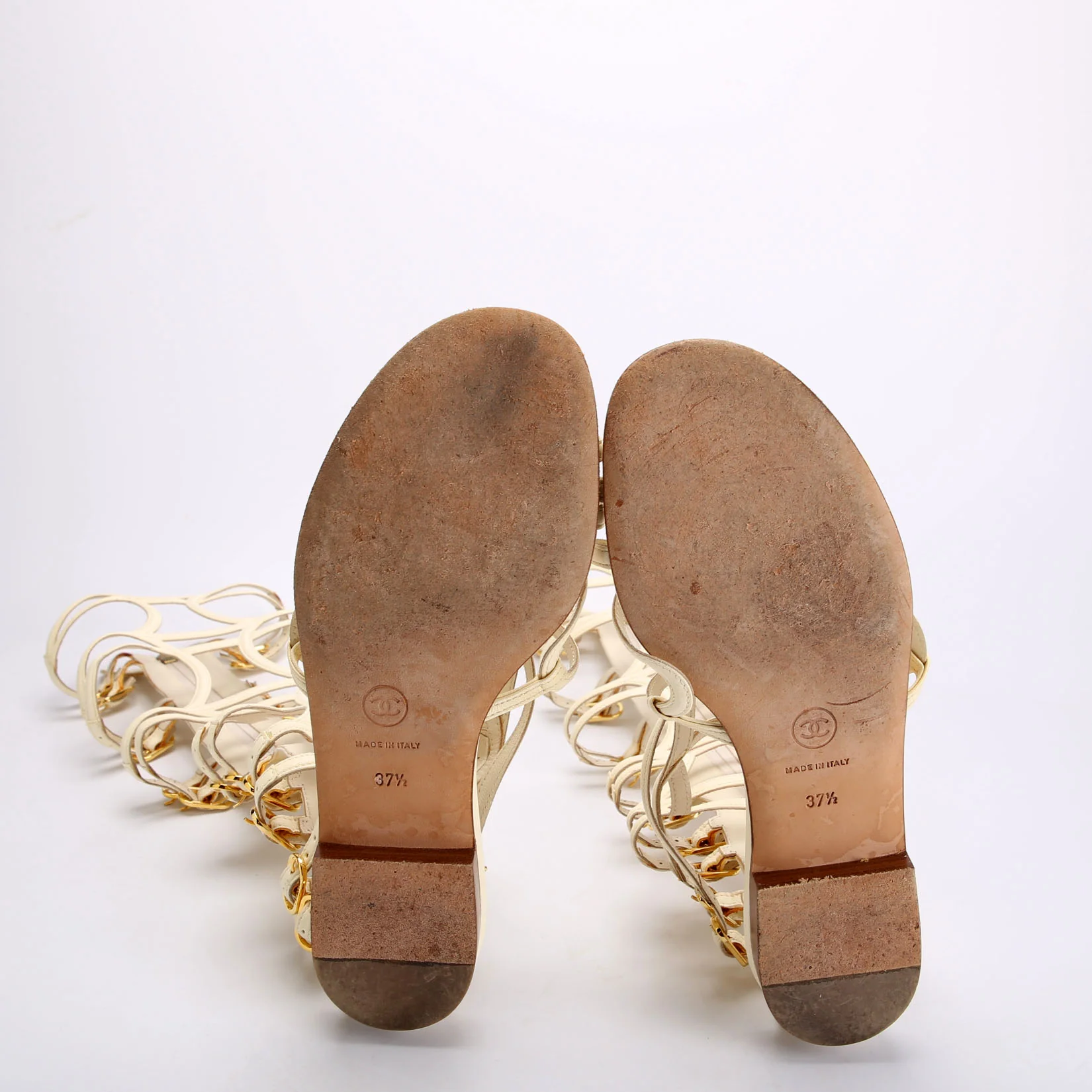 Gladiator Buckle Sandals Size 37.5 Cream - Image 10