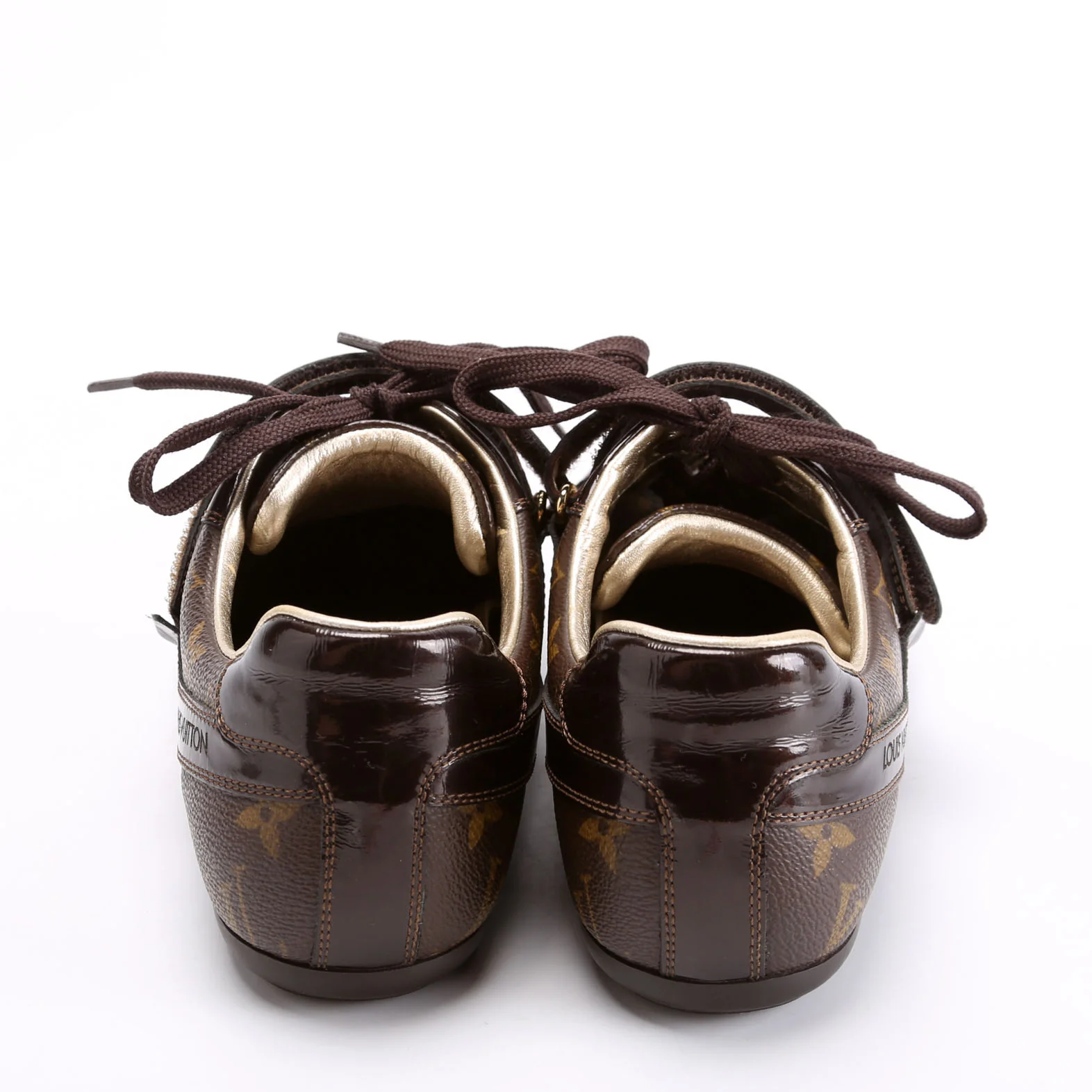 Globe Trotter Patent Monogram Sneakers Size 39.5 Brown - Image 4