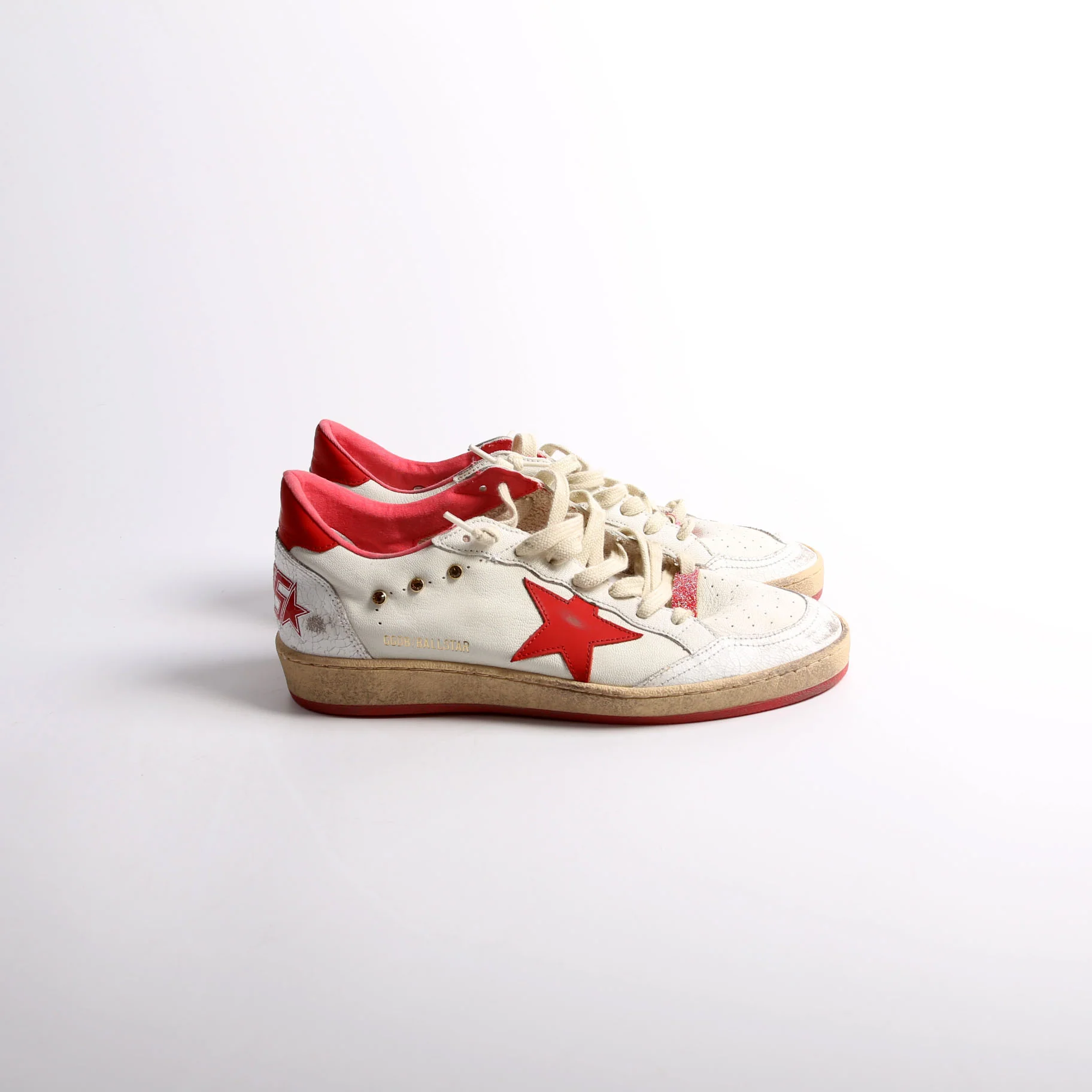 Golden Goose Ballstar Sneakers Size 40 White/Red - Image 5