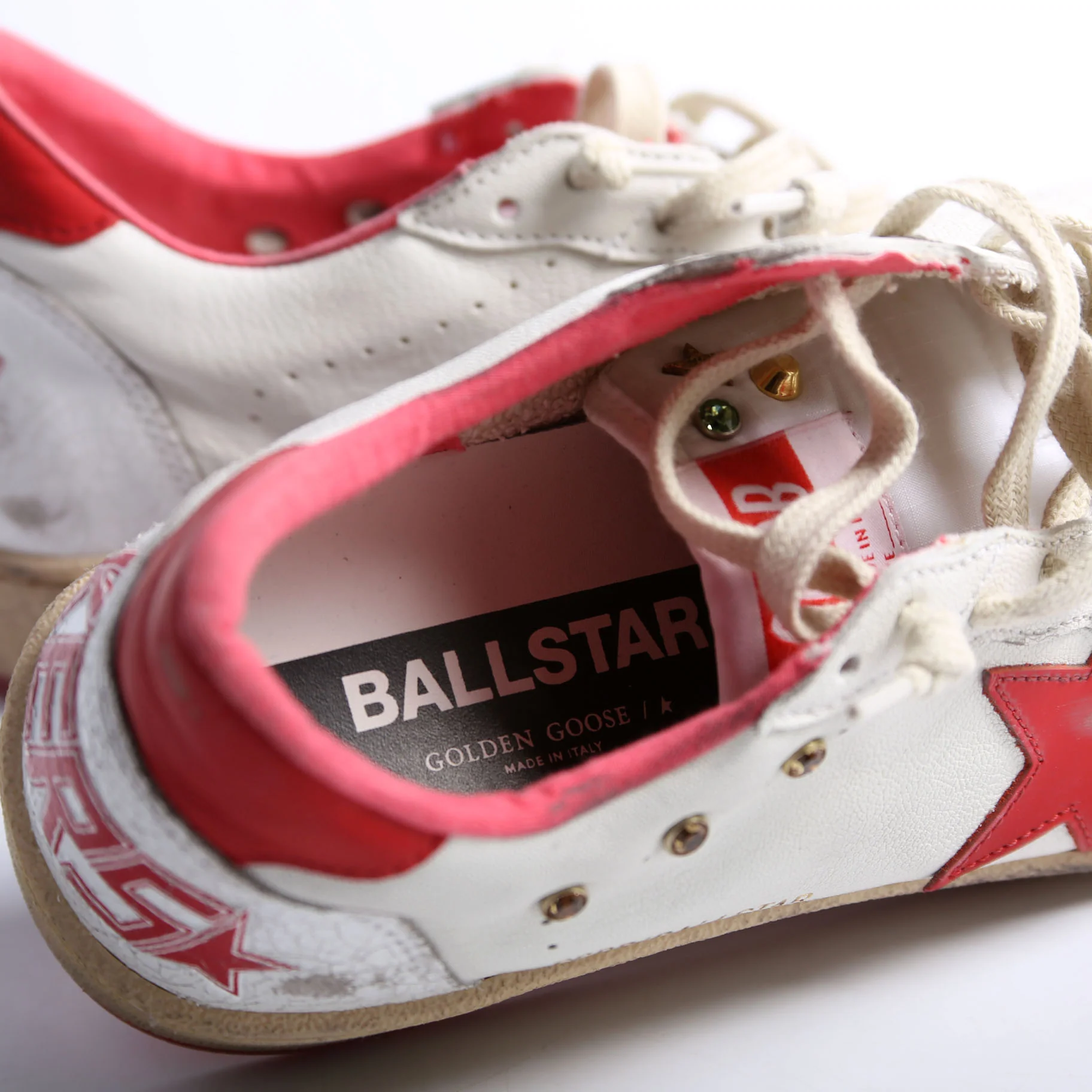 Golden Goose Ballstar Sneakers Size 40 White/Red - Image 6