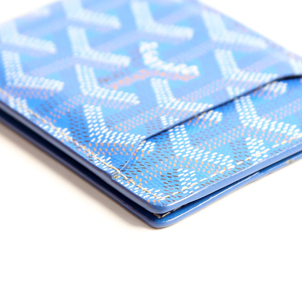 Goyardine Multi Slot Bi-Fold Wallet Blue - Image 7