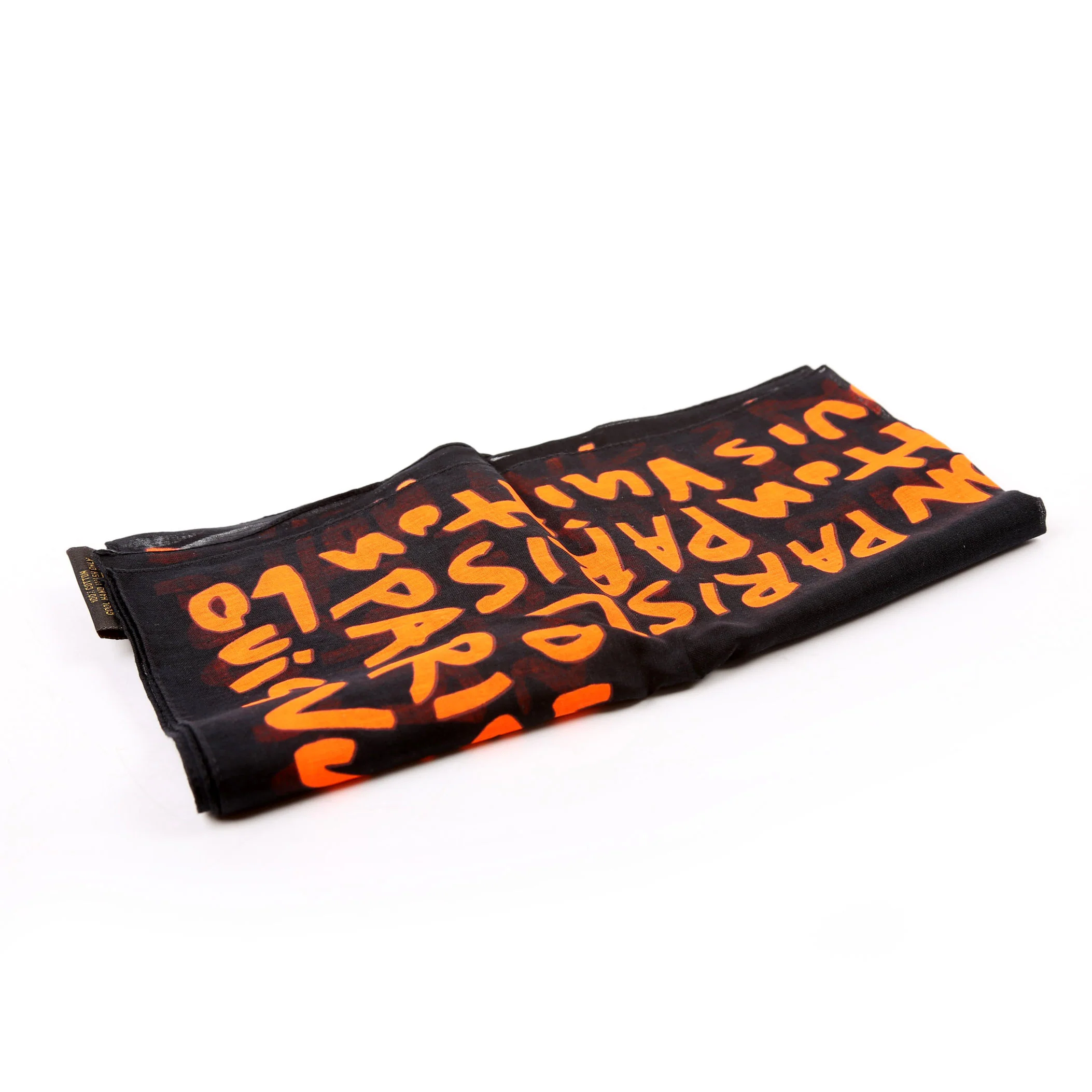 Graffiti Monogram Bandana Cotton Black/Orange - Image 3