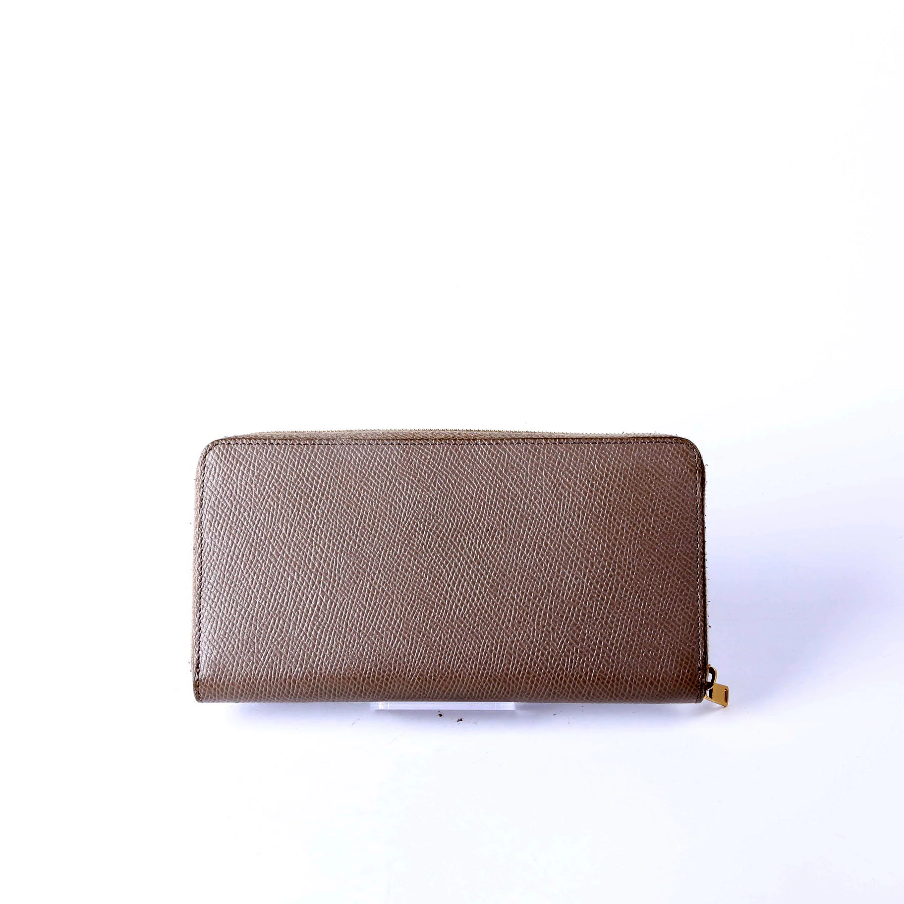 Grain Calfskin Laminated Zip Around Wallet Grey - Image 2
