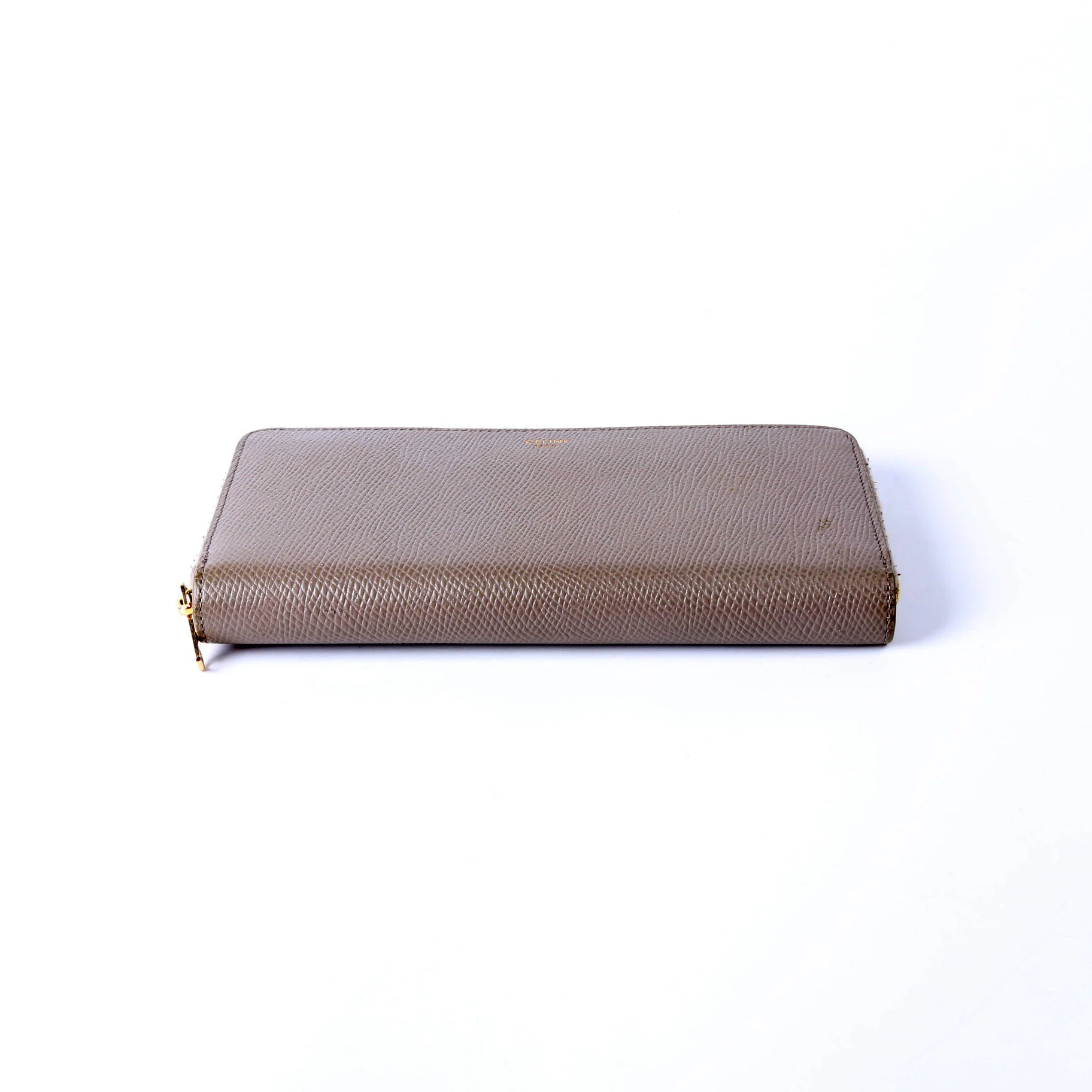 Grain Calfskin Laminated Zip Around Wallet Grey - Image 3