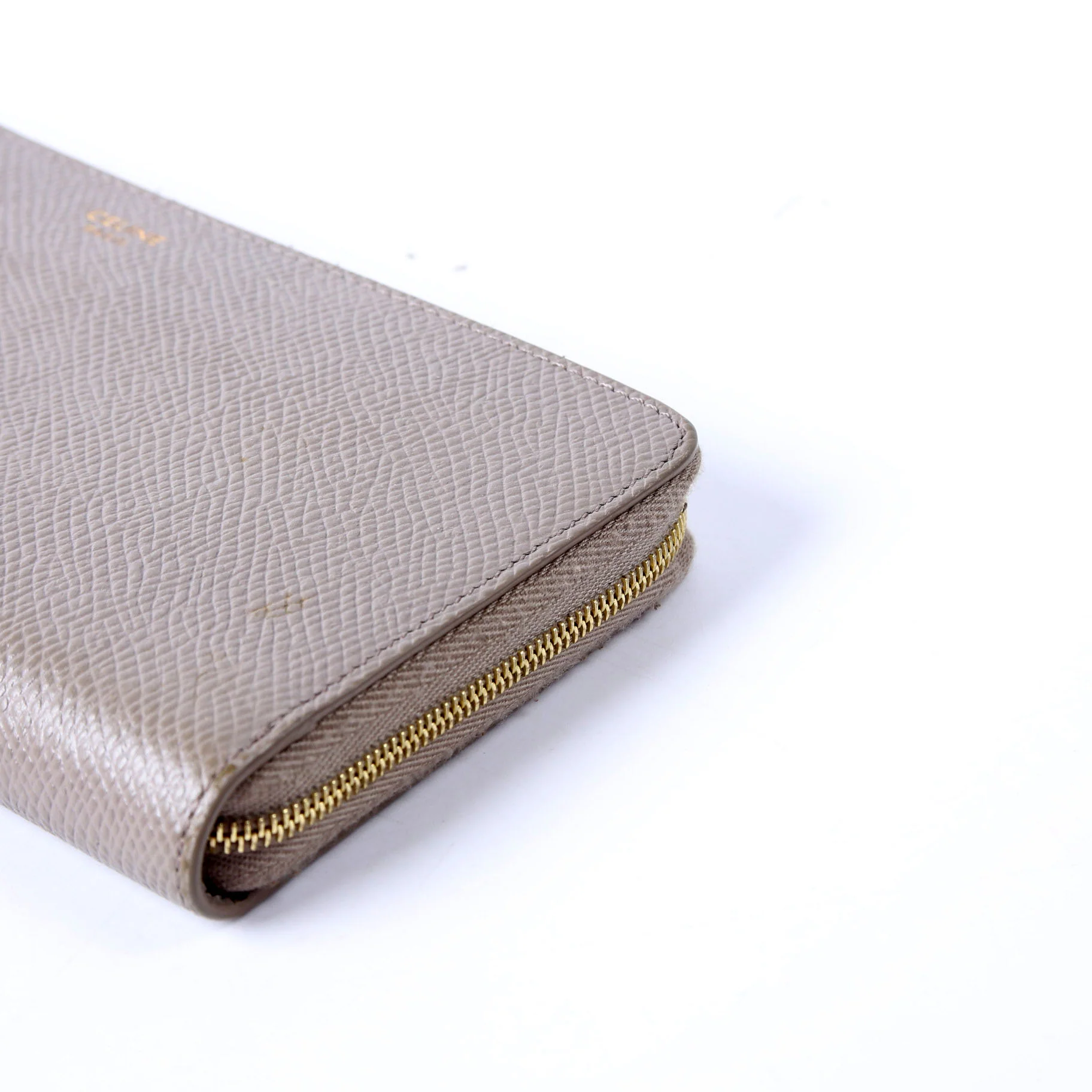 Grain Calfskin Laminated Zip Around Wallet Grey - Image 5