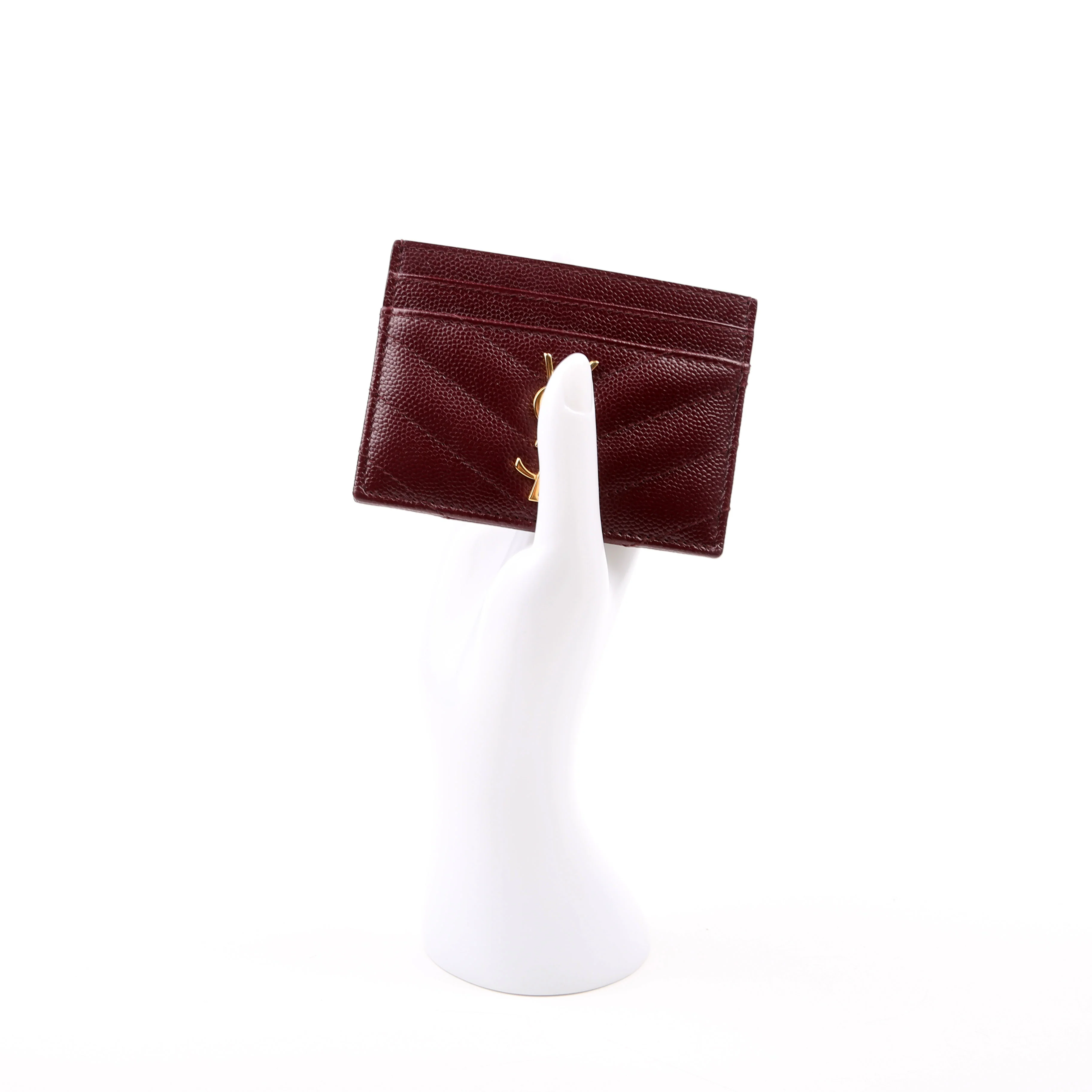 Grain De Poudre Card Holder 423291 Burgundy/Gold - Image 7