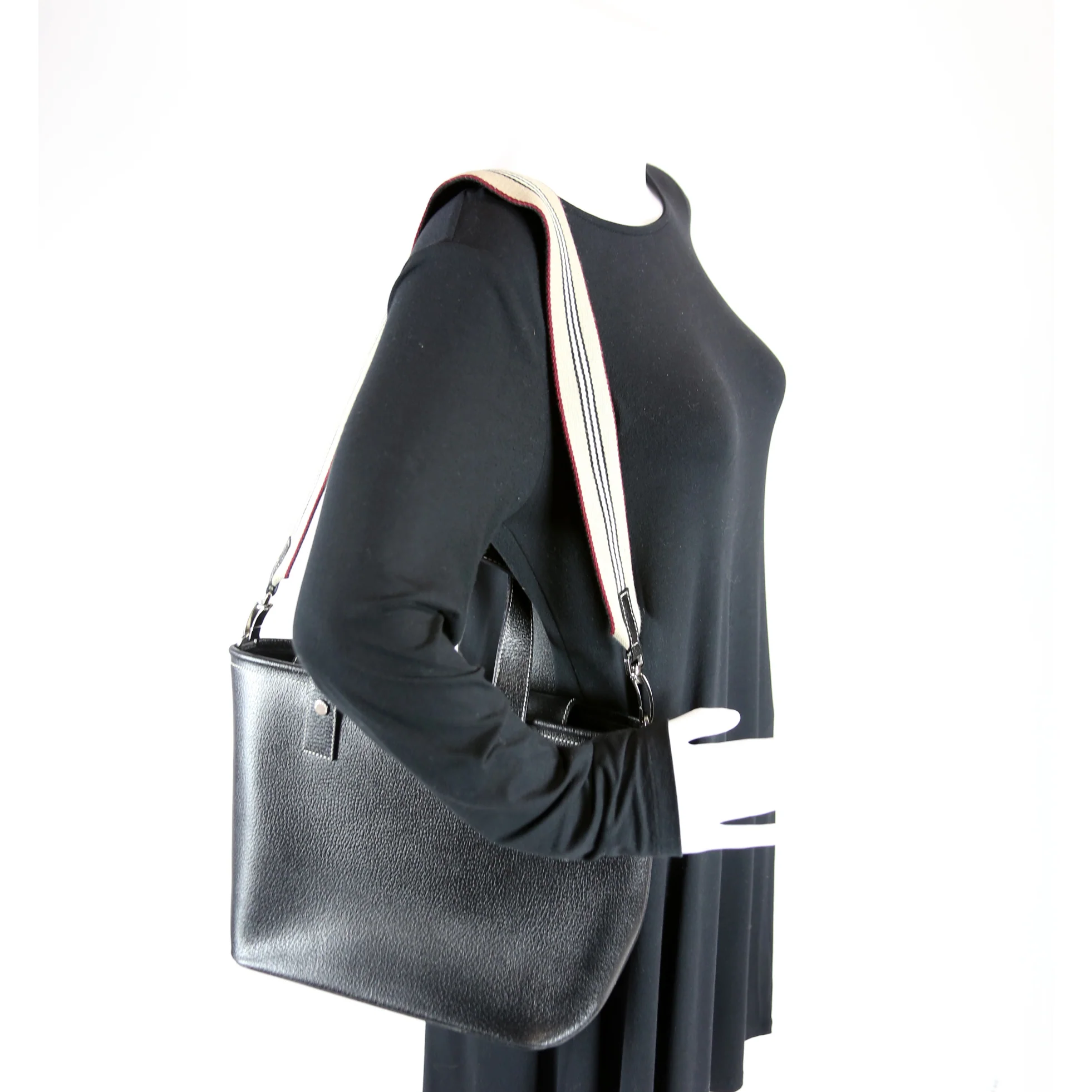 Grain Leather Tote With Strap - Image 9