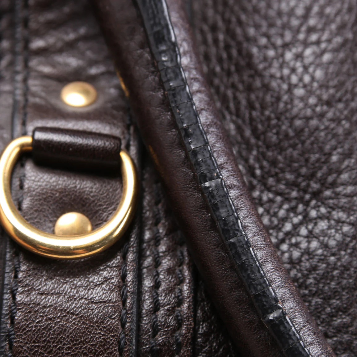 Grained Calfskin Bowling Bag Brown - Image 11