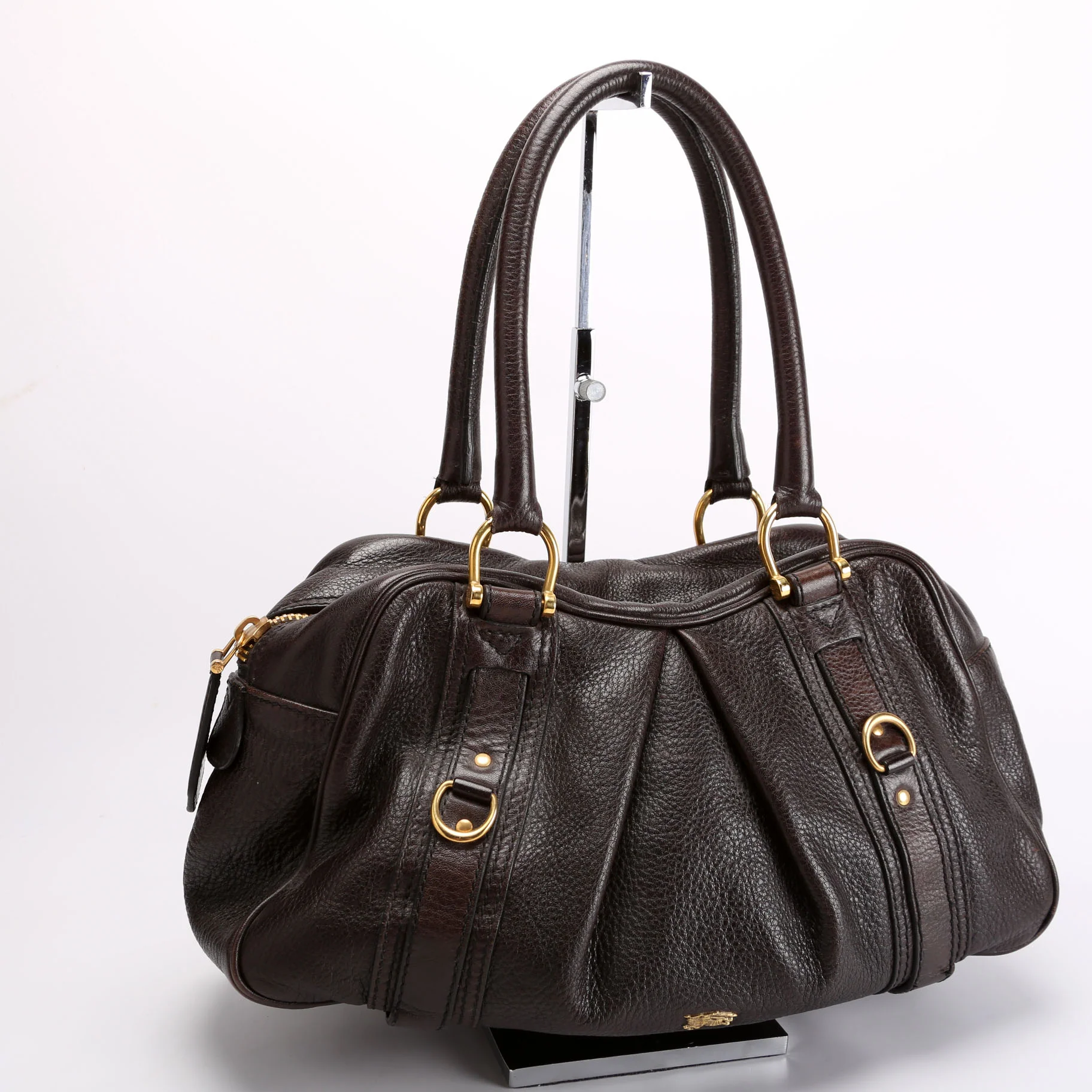 Grained Calfskin Bowling Bag Brown - Image 2