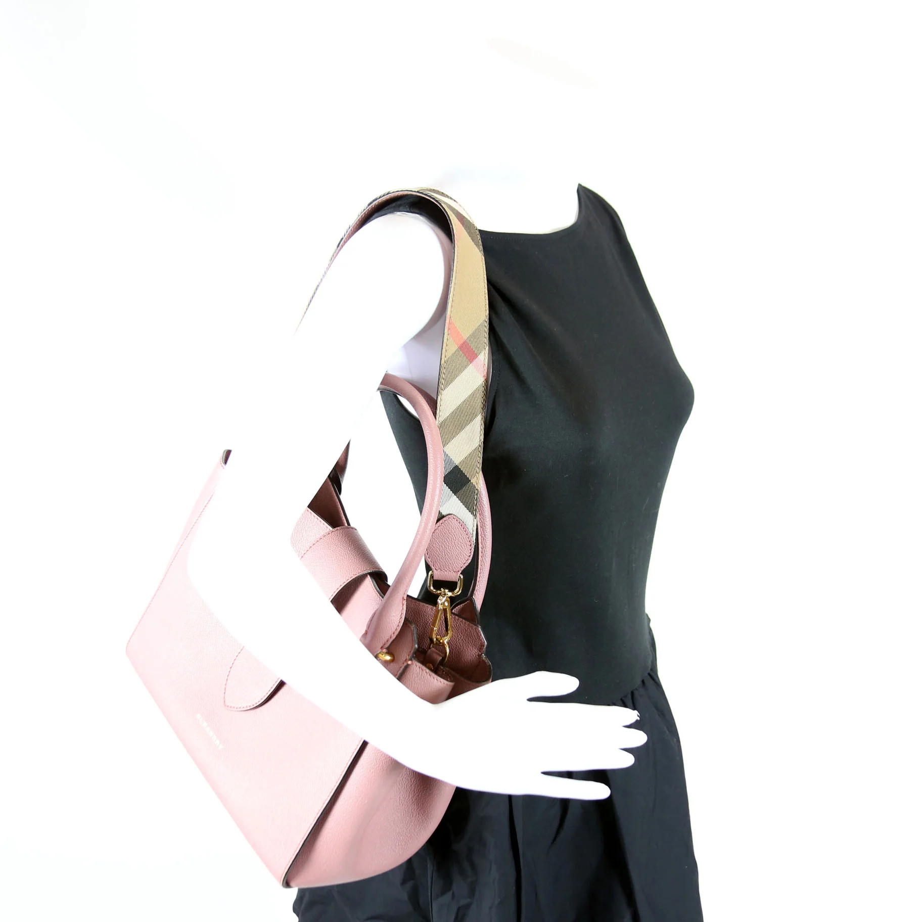 Grained Calfskin Buckle Tote Mauve - Image 11