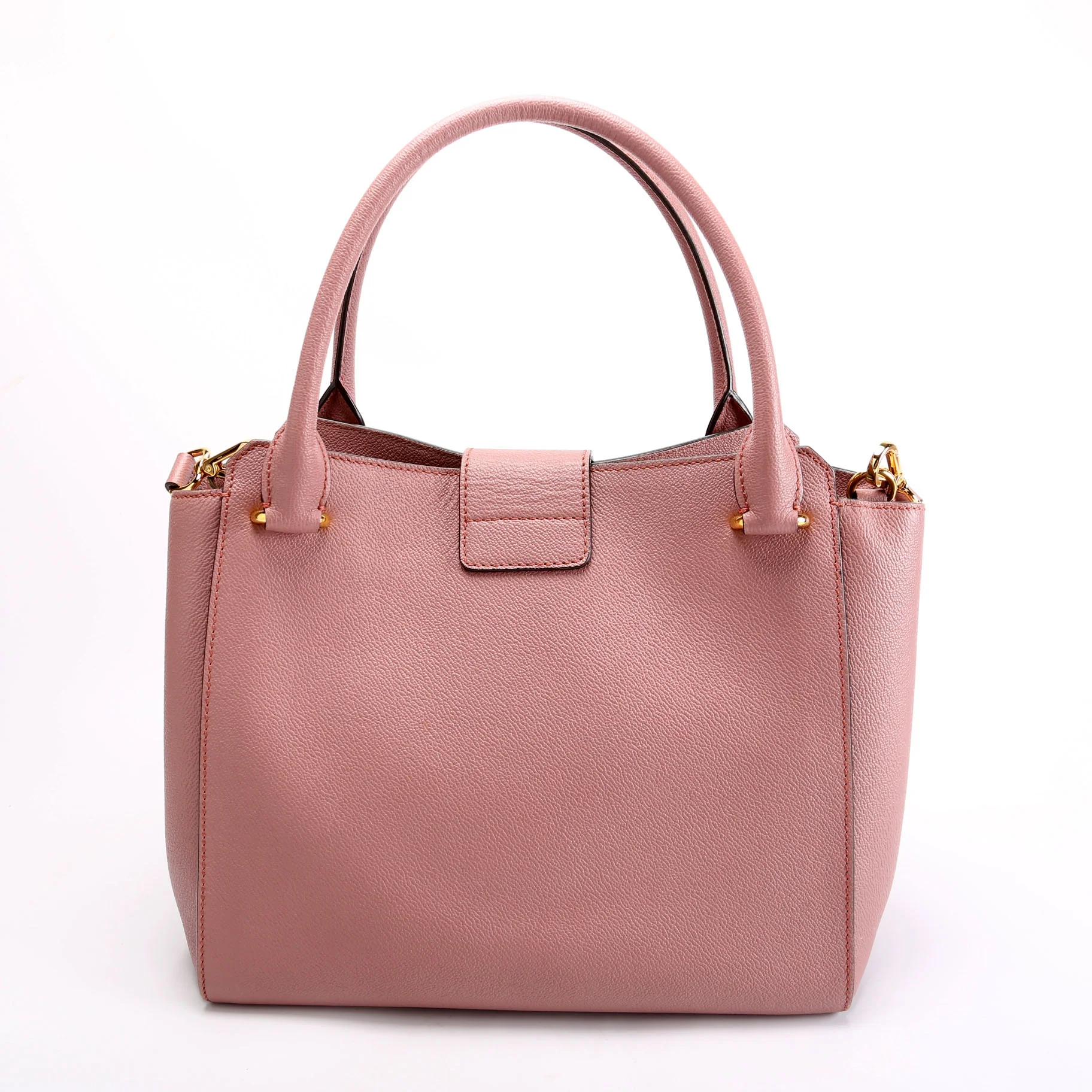 Grained Calfskin Buckle Tote Mauve - Image 3
