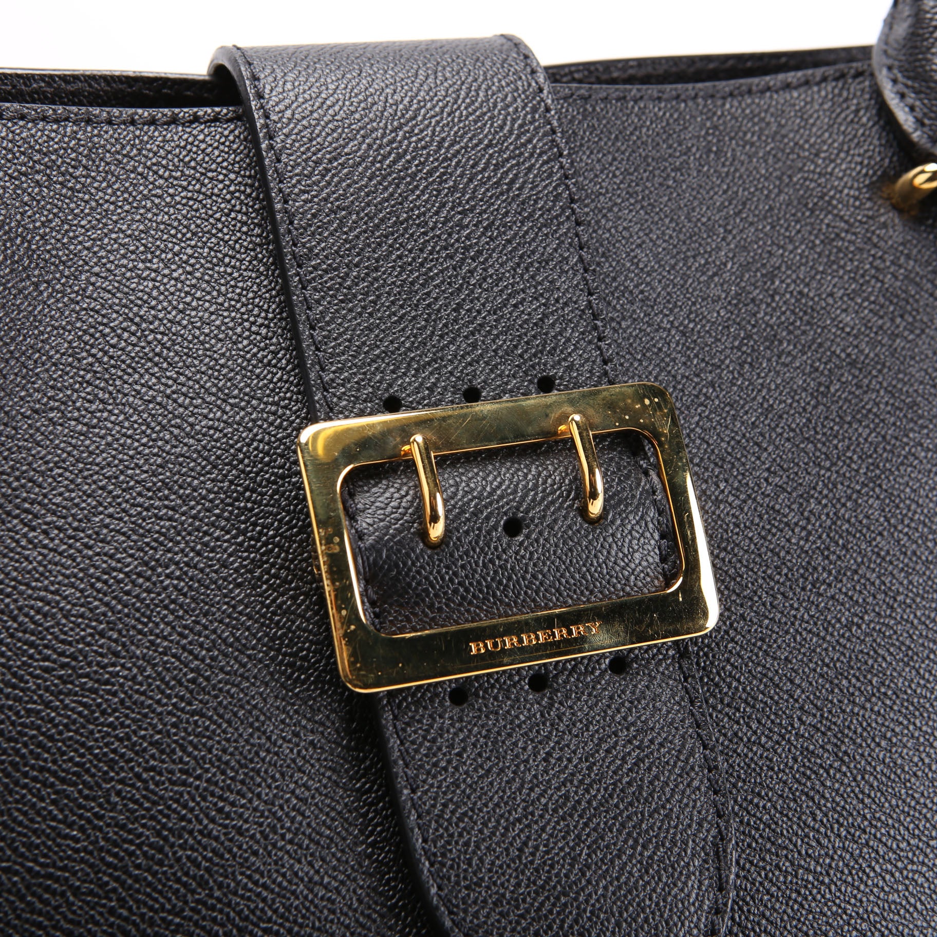Grained Calfskin Buckle Tote Medium Black/Multicolor - Image 8