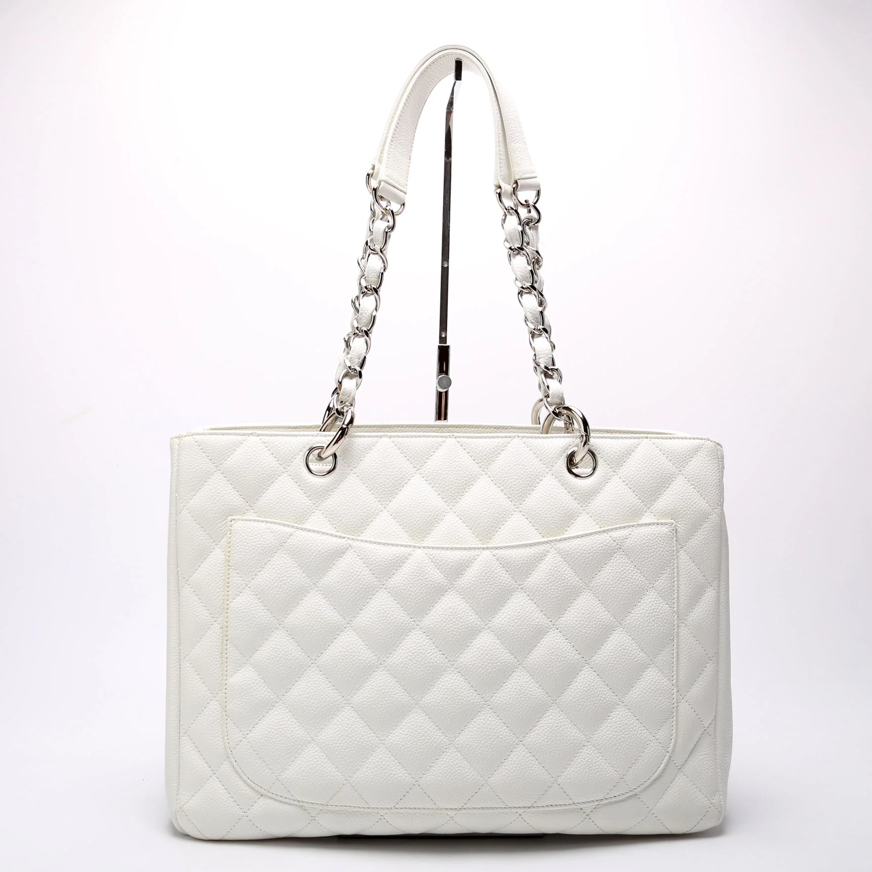 Grand Shopping Tote Caviar White/Silver - Image 3