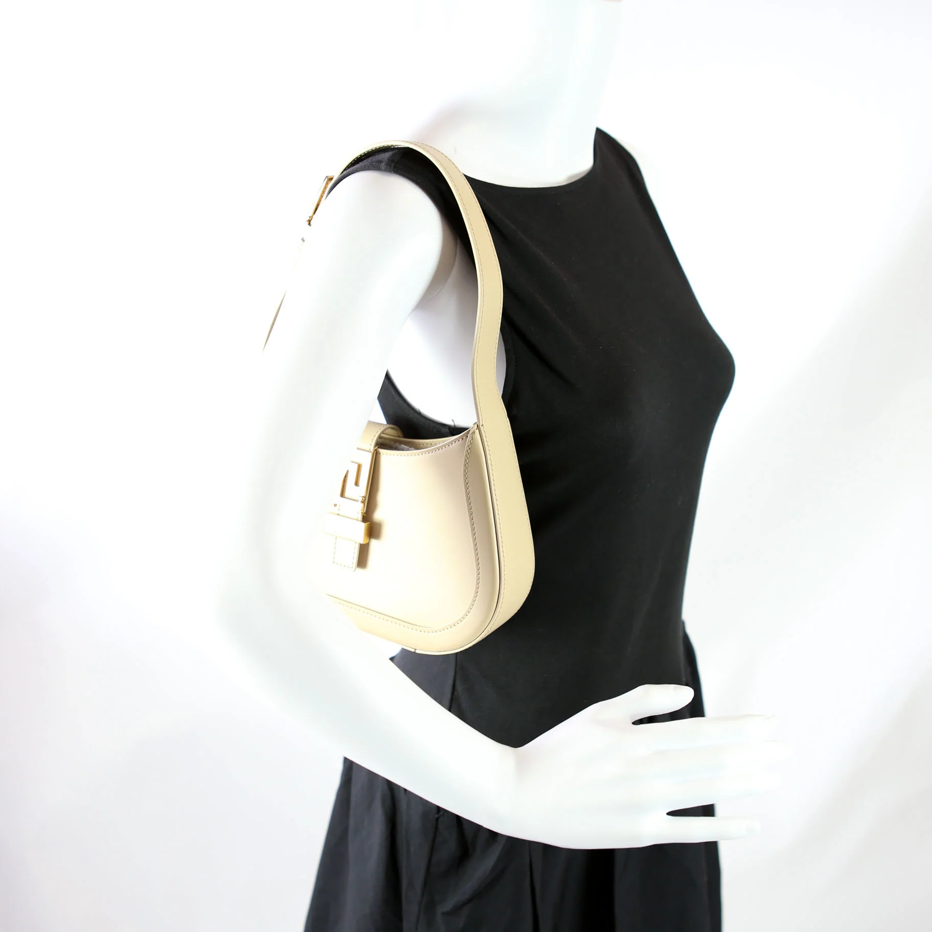 Greca Goddess Small Hobo Beige/Gold - Image 12