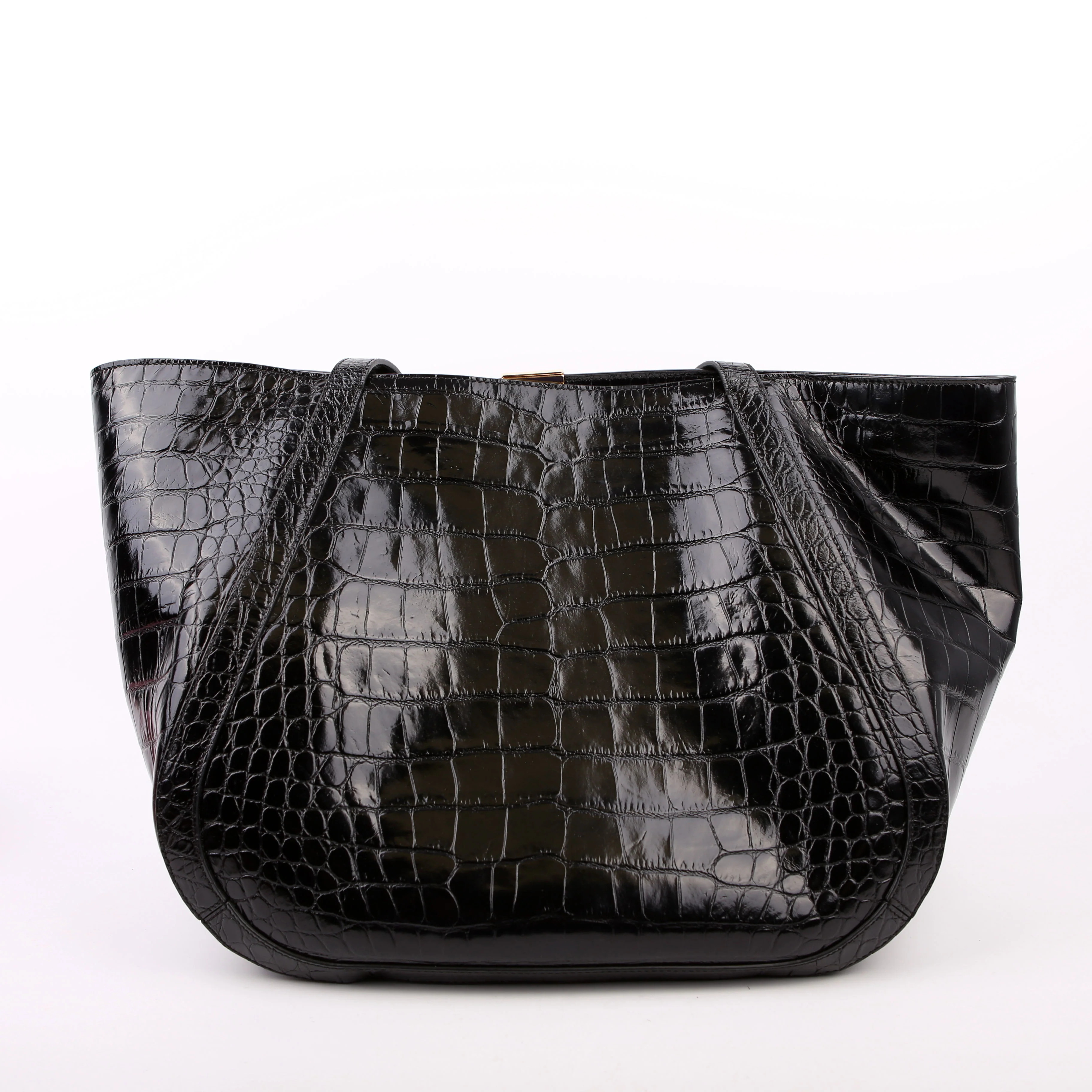 Greca Goddess Tote Croc Embossed Black - Image 3