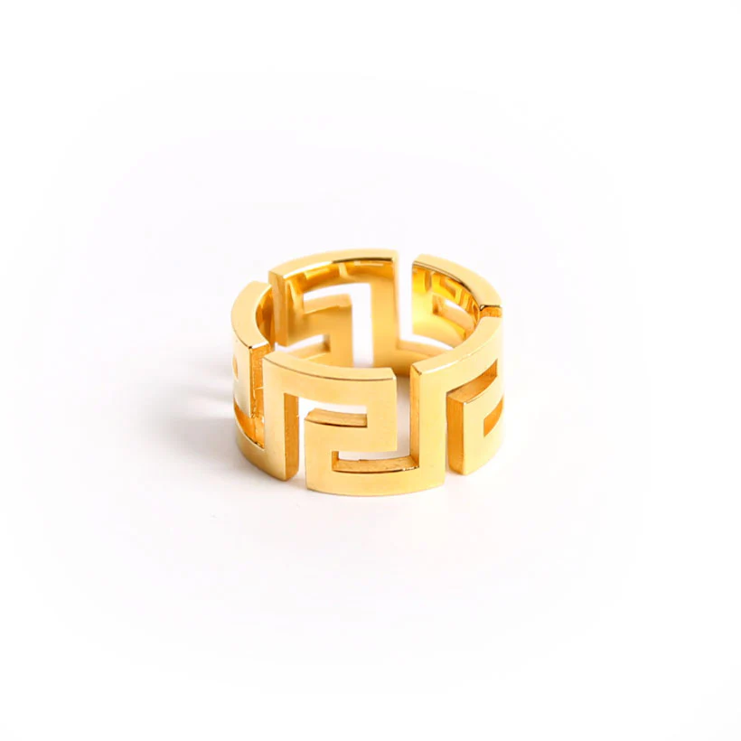 Greca Goldtone Ring Size 8 Gold - Image 2