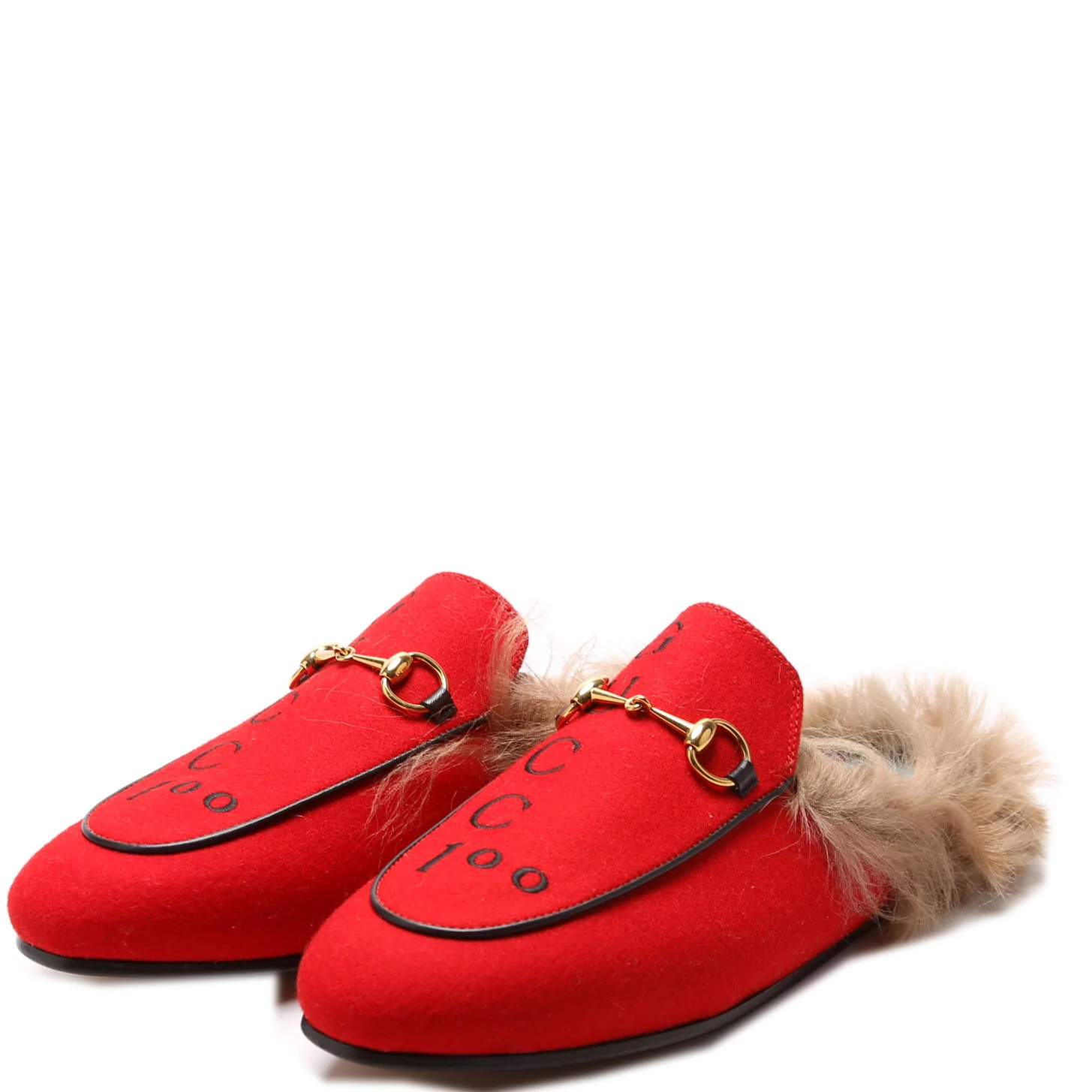 Gucci 100 Felt/Fur Slippers Size 38