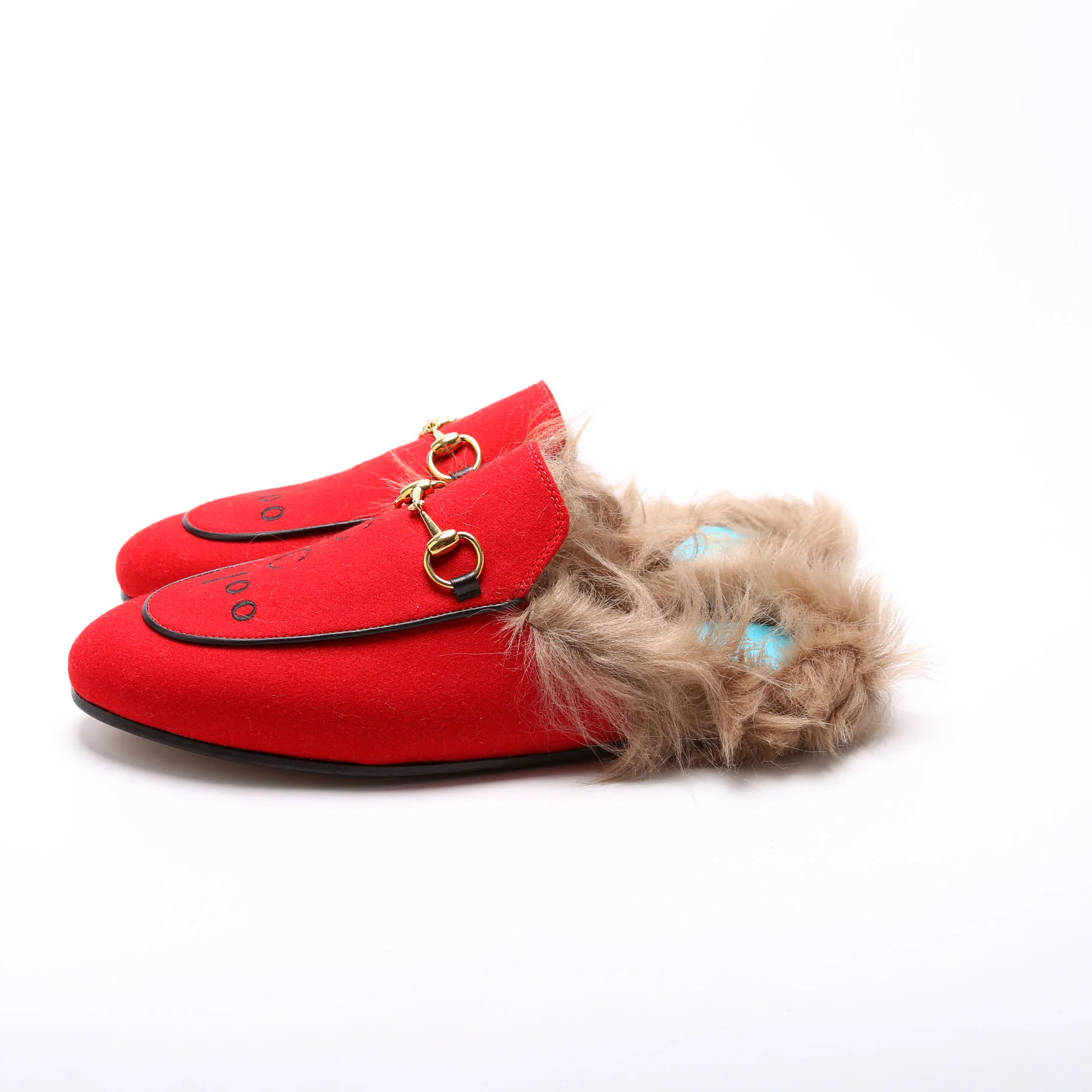 Gucci 100 Felt/Fur Slippers Size 38 - Image 4