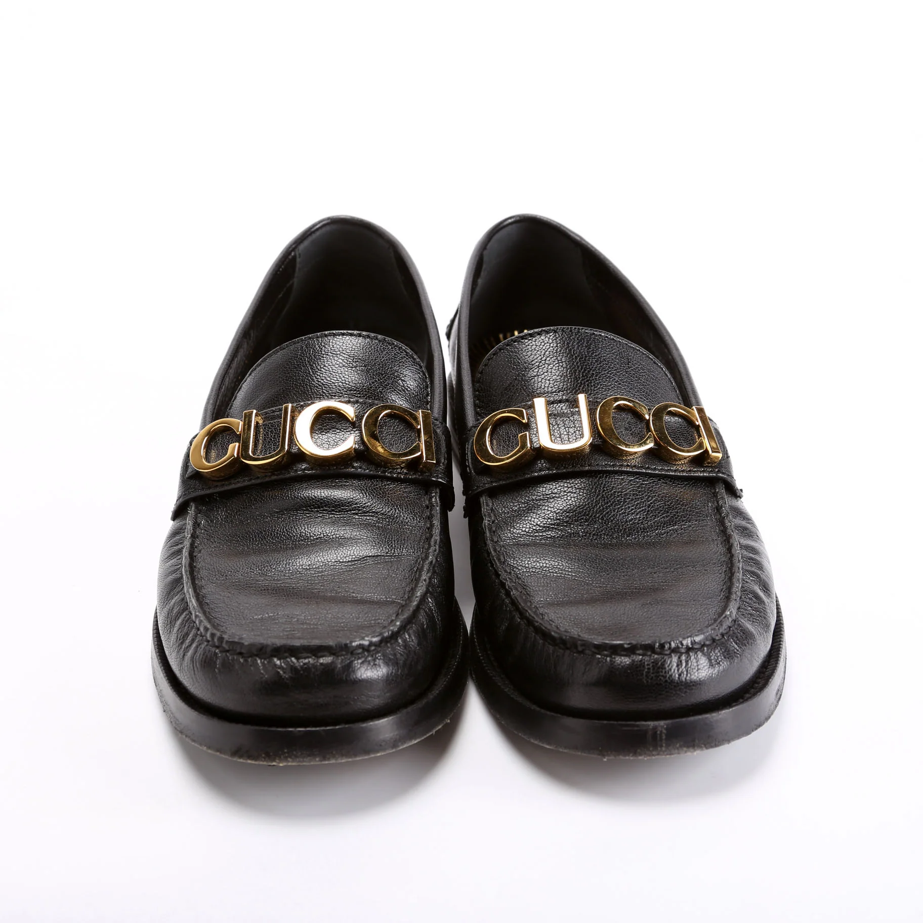 Gucci Logo Loafer Size 39.5 Black/Gold - Image 2