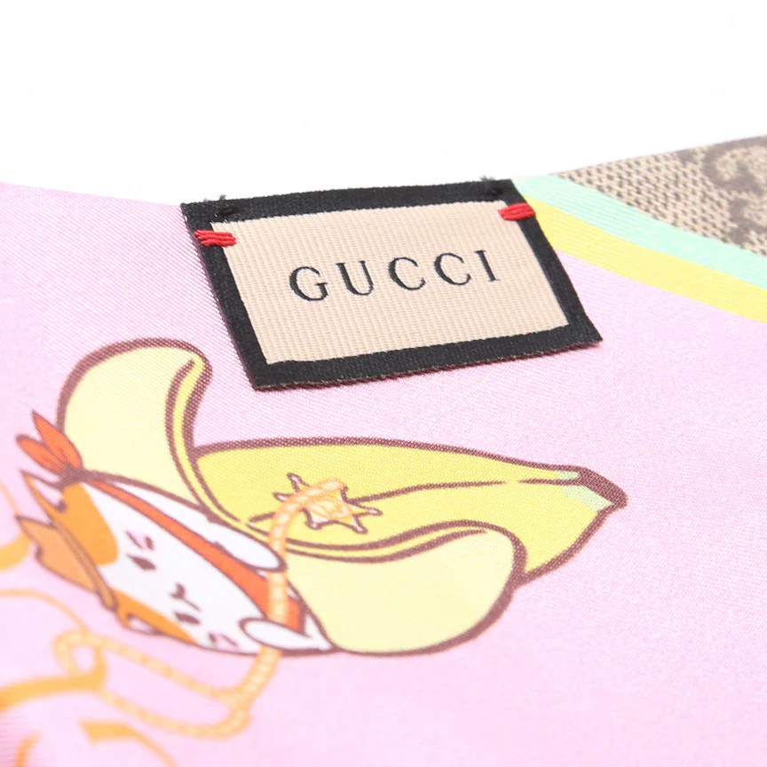 Gucci X Bananya Bandeau Silk Scarf Pink - Image 5