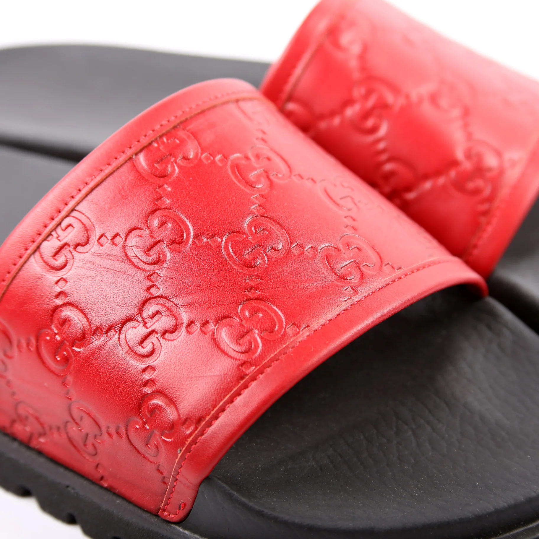 Guccissima/Rubber Slides Size Men's 8 Red - Image 10