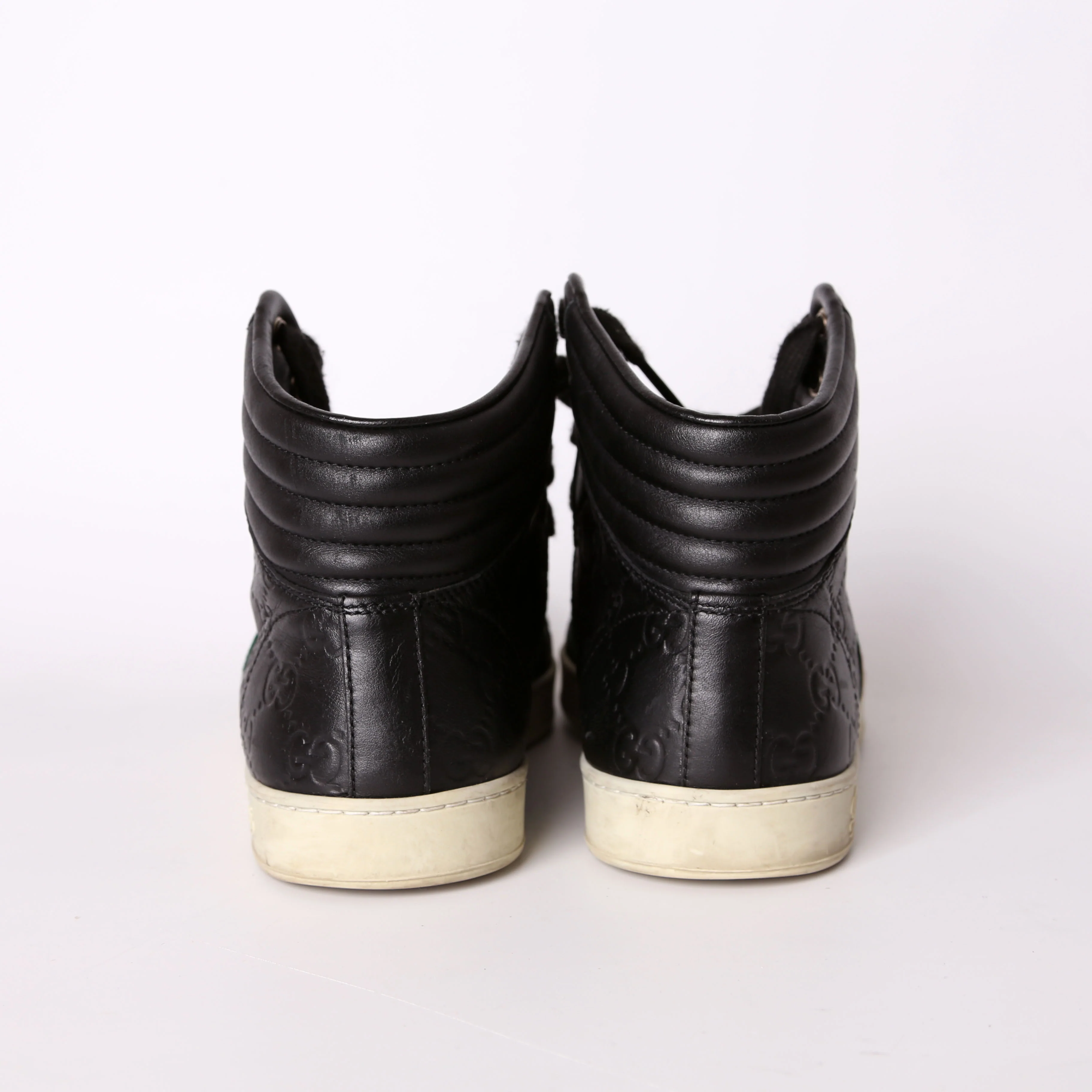 Guccissima Web Leather High Top Sneakers Men's Size 38 - Image 5