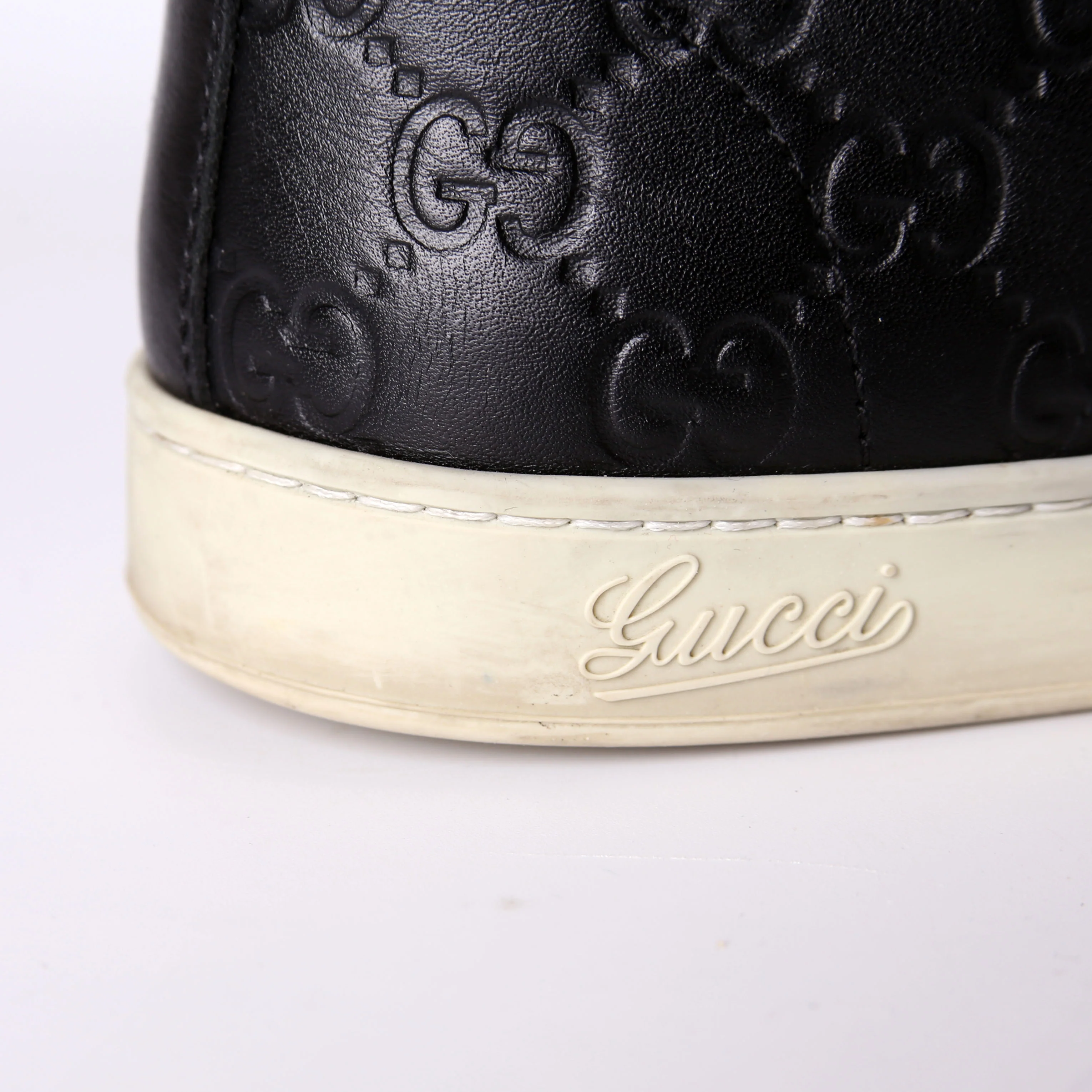 Guccissima Web Leather High Top Sneakers Men's Size 38 - Image 9