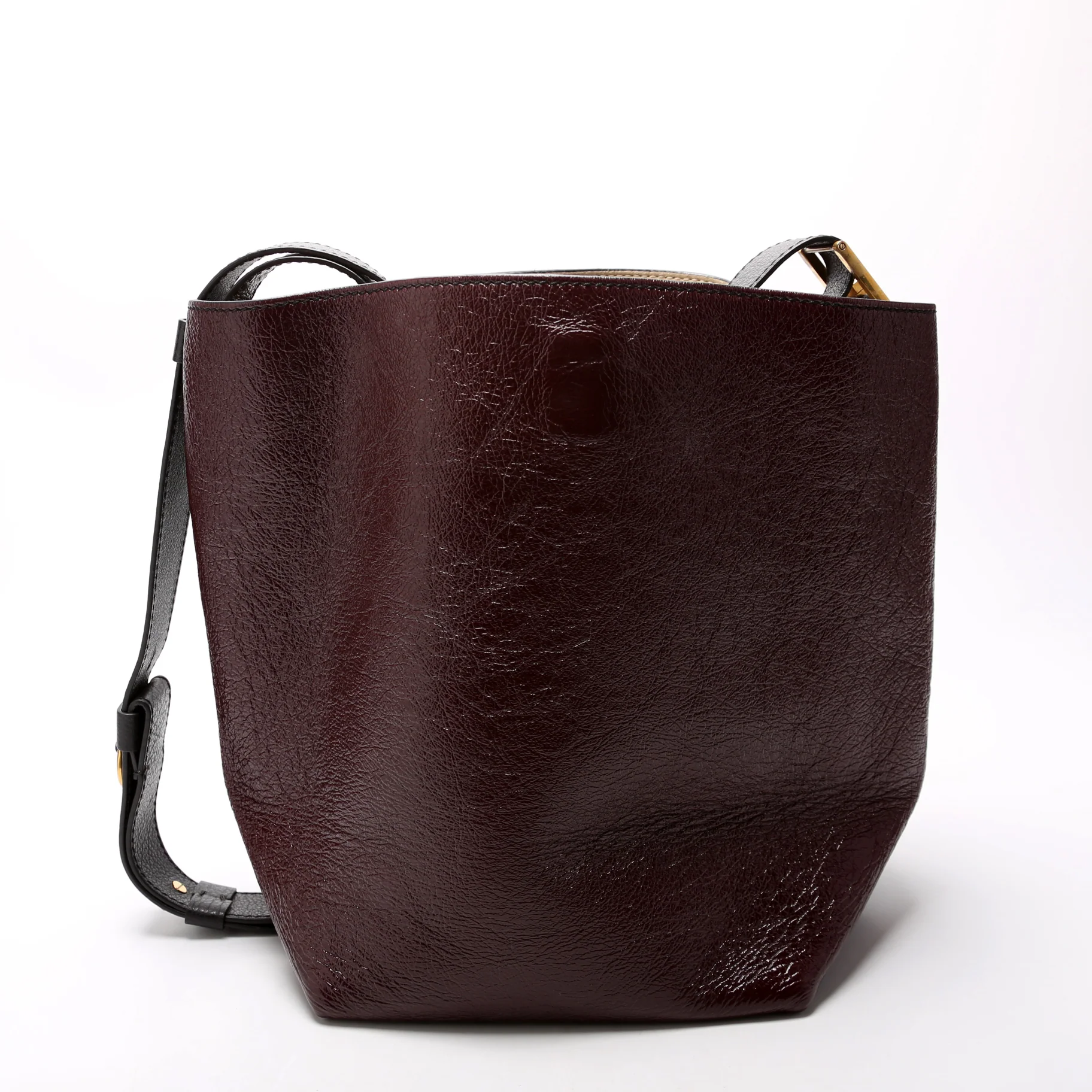 GV Bucket Bag Medium Suede/Crinkled Patent Deerskin Blue - Image 3