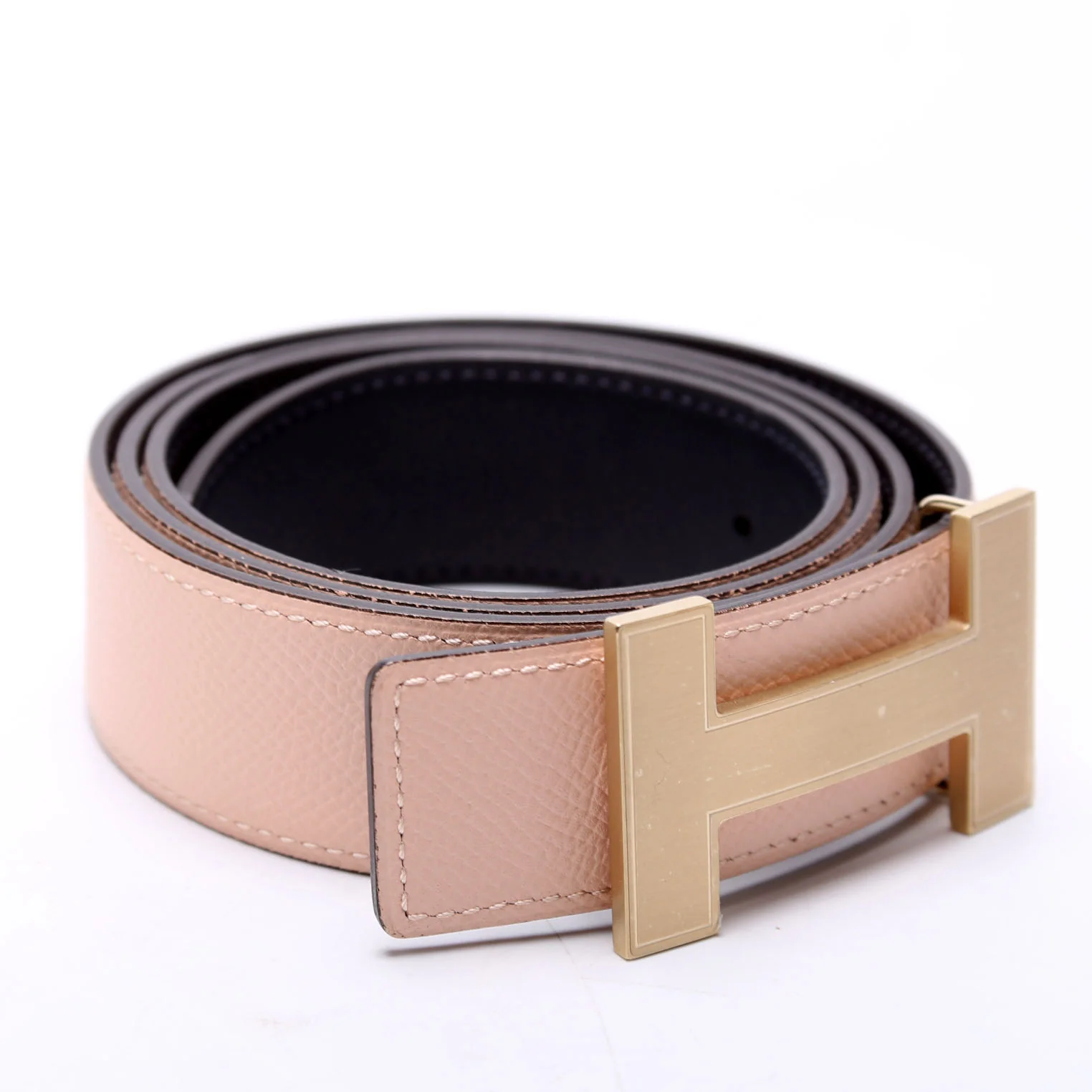 H Focus Reversible Leather Belt Size 90 Pink/Navy - Image 2
