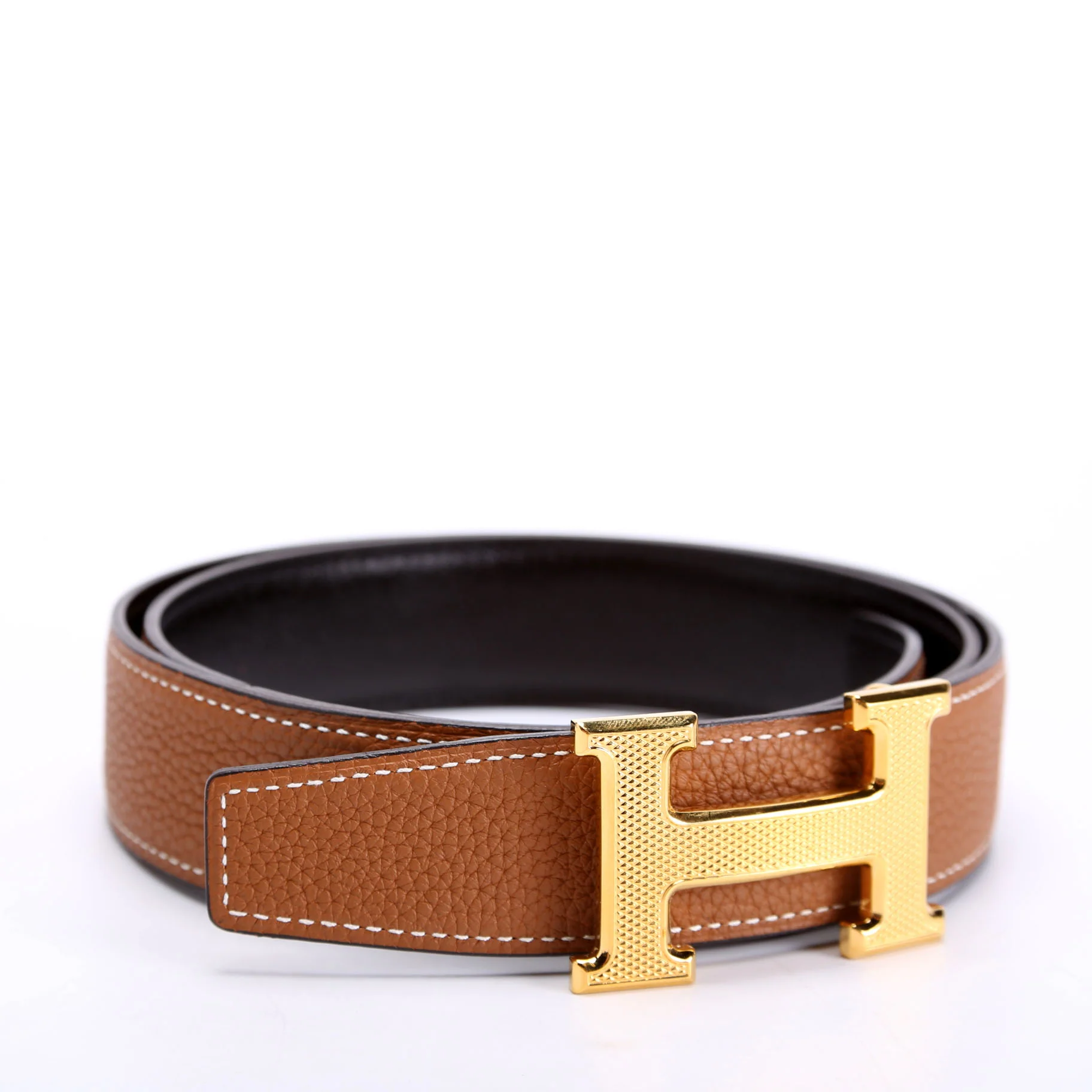 H Guillochee 32MM Reversible Belt Size 85 Brown/Black - Image 2