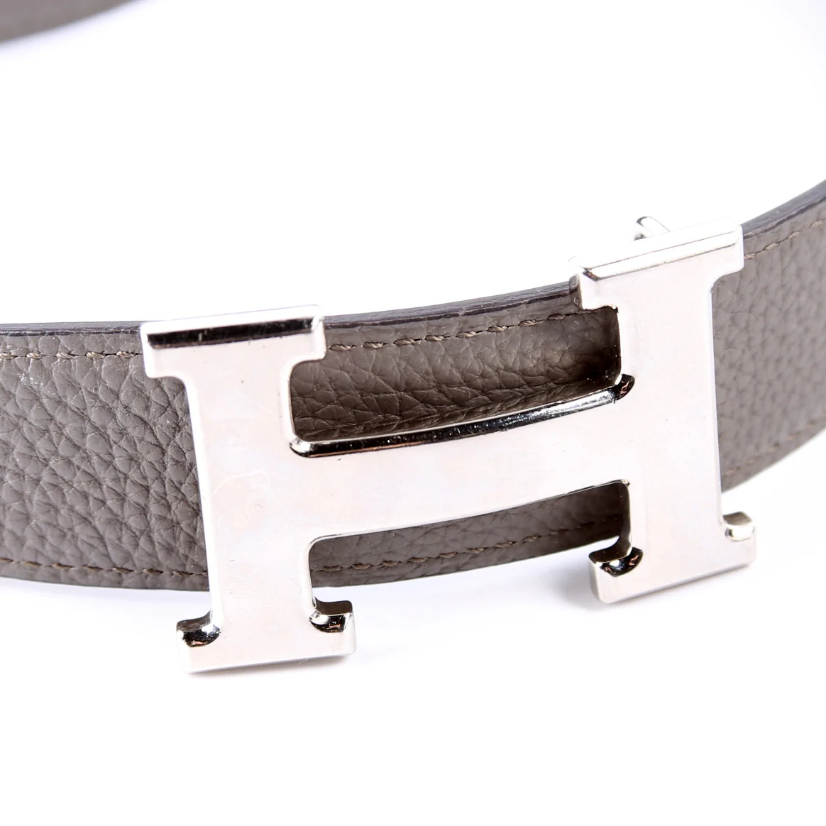 H Reversible Leather Belt Size 85 Grey - Image 7