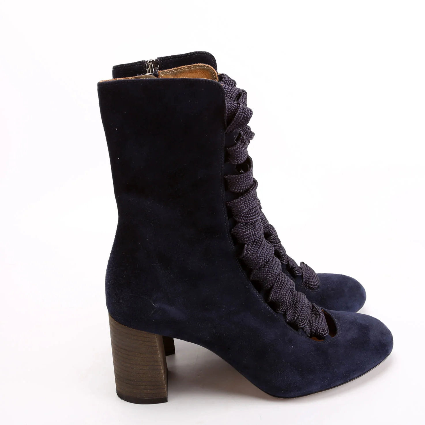Harper Suede Lace Up Boots Size 37.5 Navy - Image 3