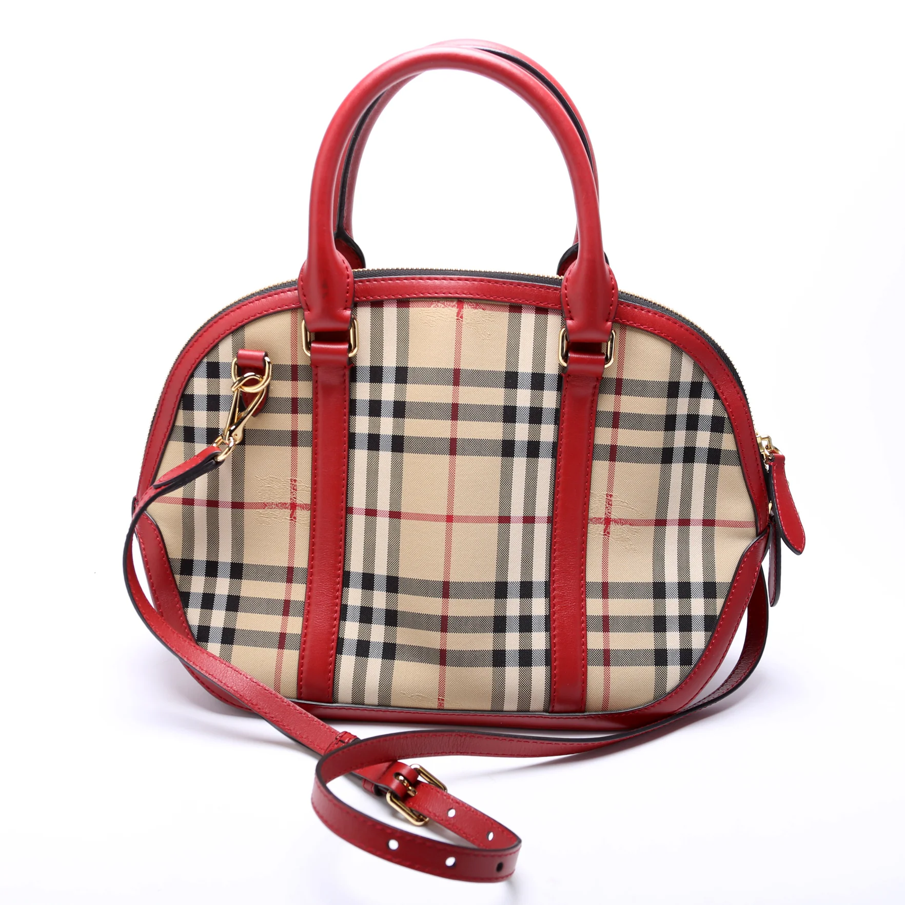 Haymarket Check Orchard Bowling Bag Medium Red - Image 3