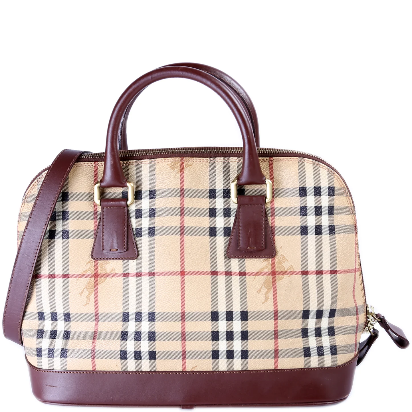Haymarket Check Top Handle Shoulder Bag Vintage