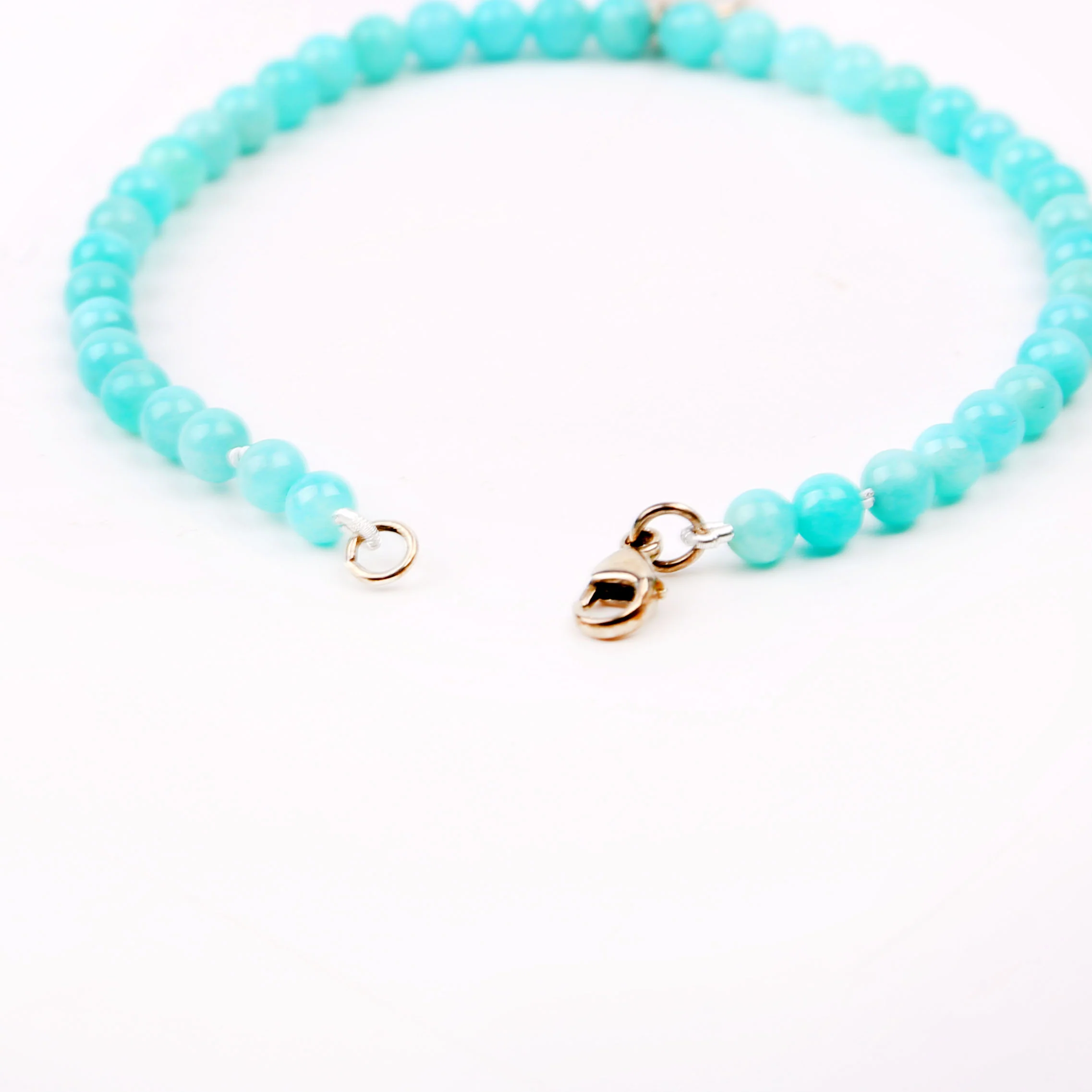 Heart Tag Amazonite 4MM Beaded Bracelet 925 - Image 3