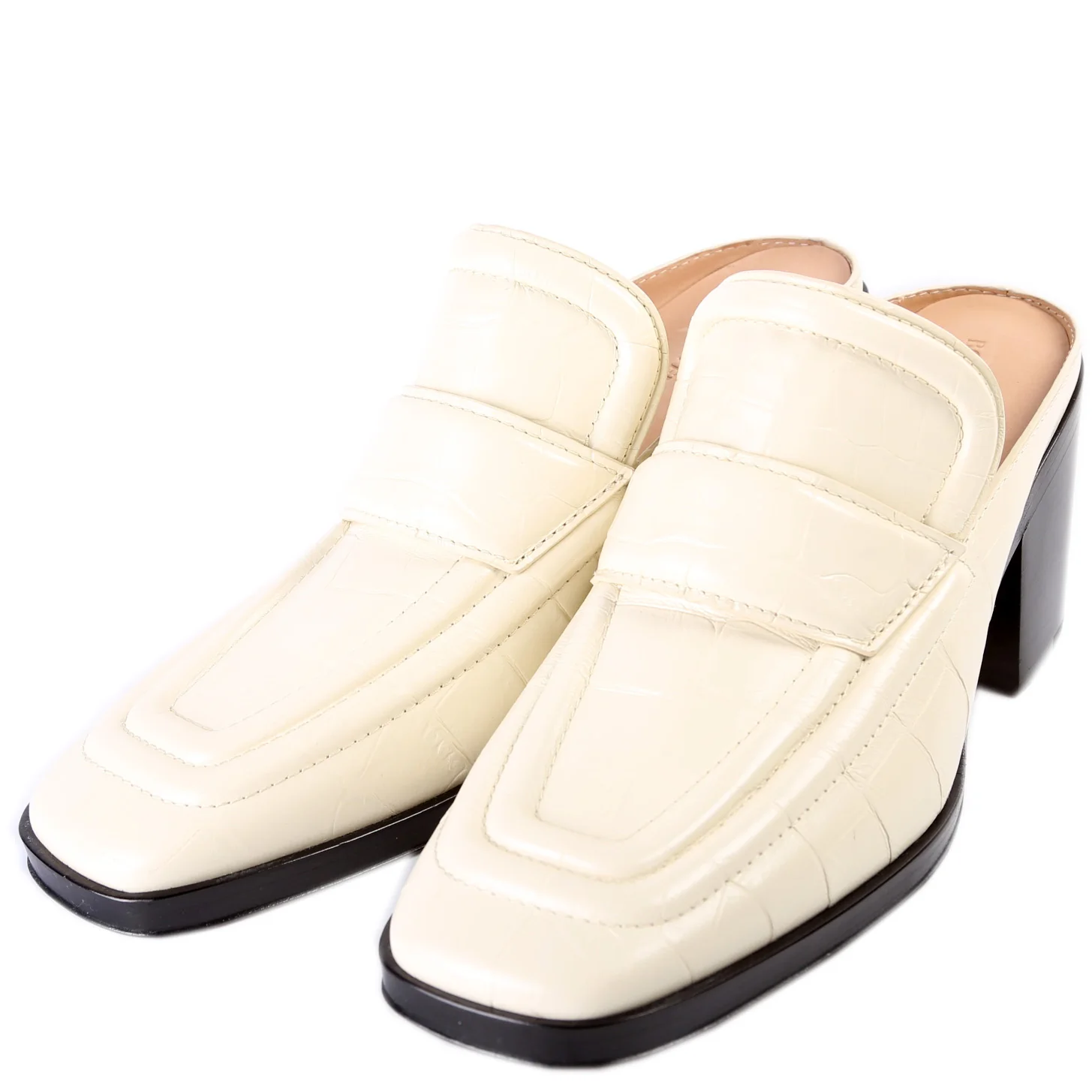 Heeled Mules Croc Embossed Size 38
