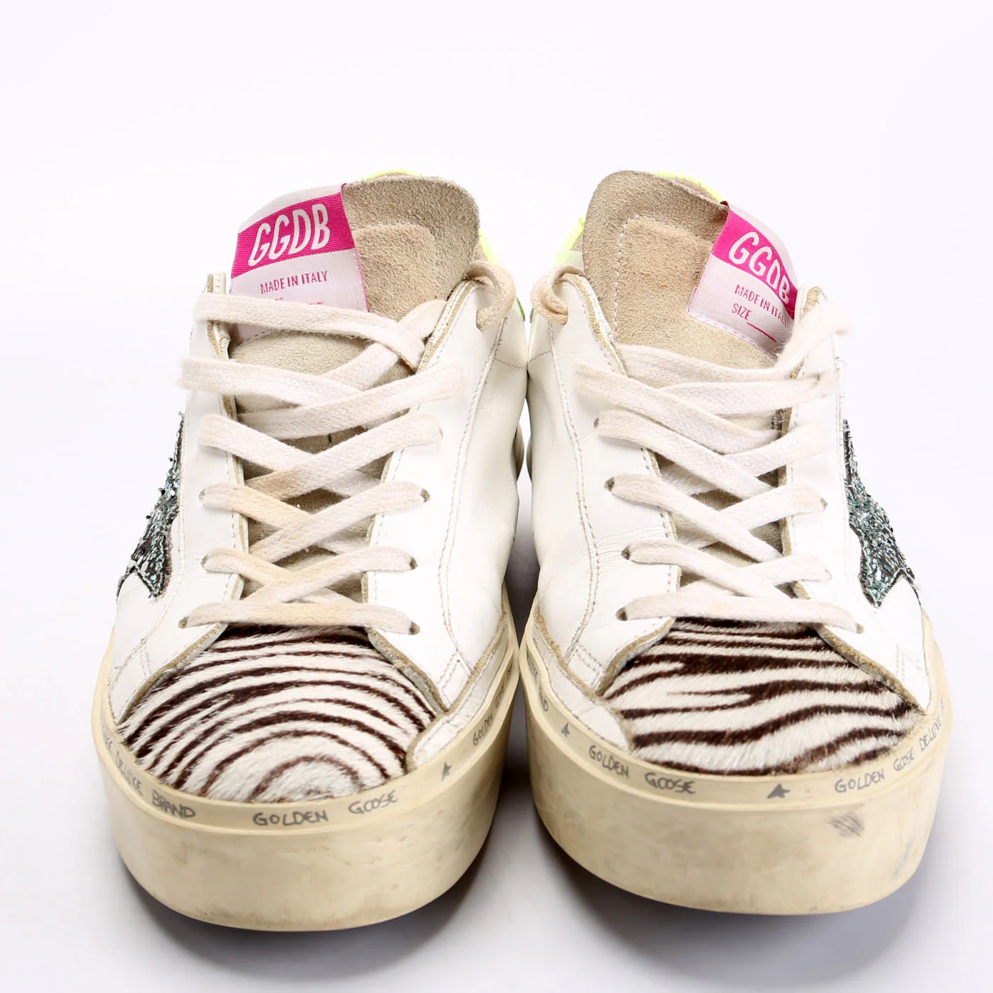 Hi Star Sneakers Size 37 Zebra/White/Neon Yellow - Image 2