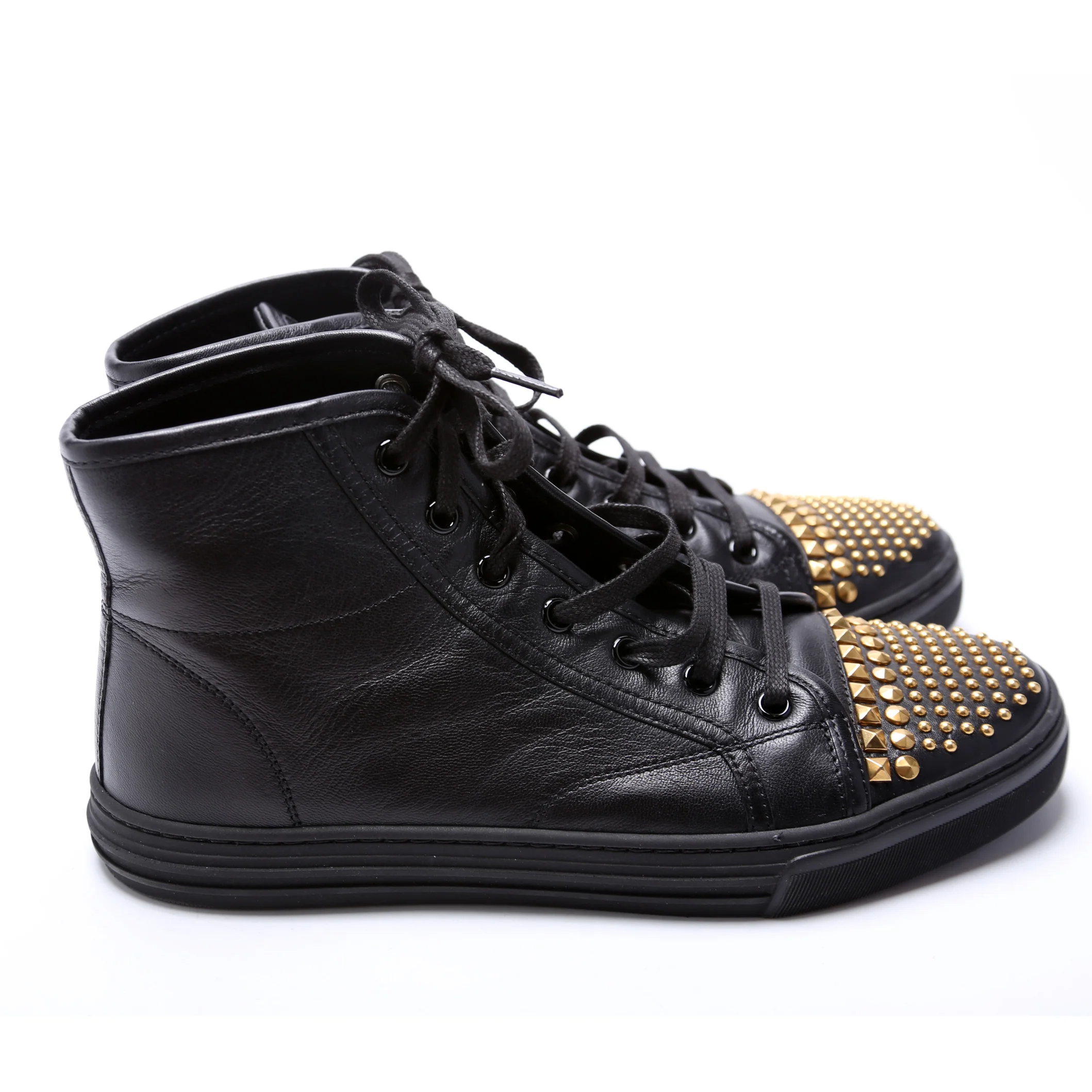 High Top Studded Leather Sneakers Size 38 - Image 3