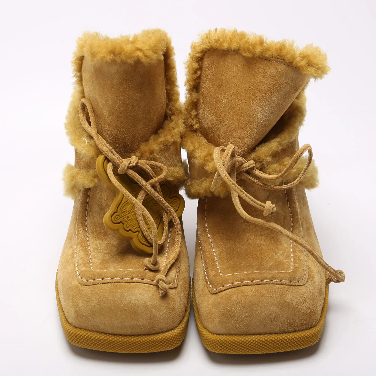 Highland Mules Suede Shearling Size 37.5 Yellow - Image 2