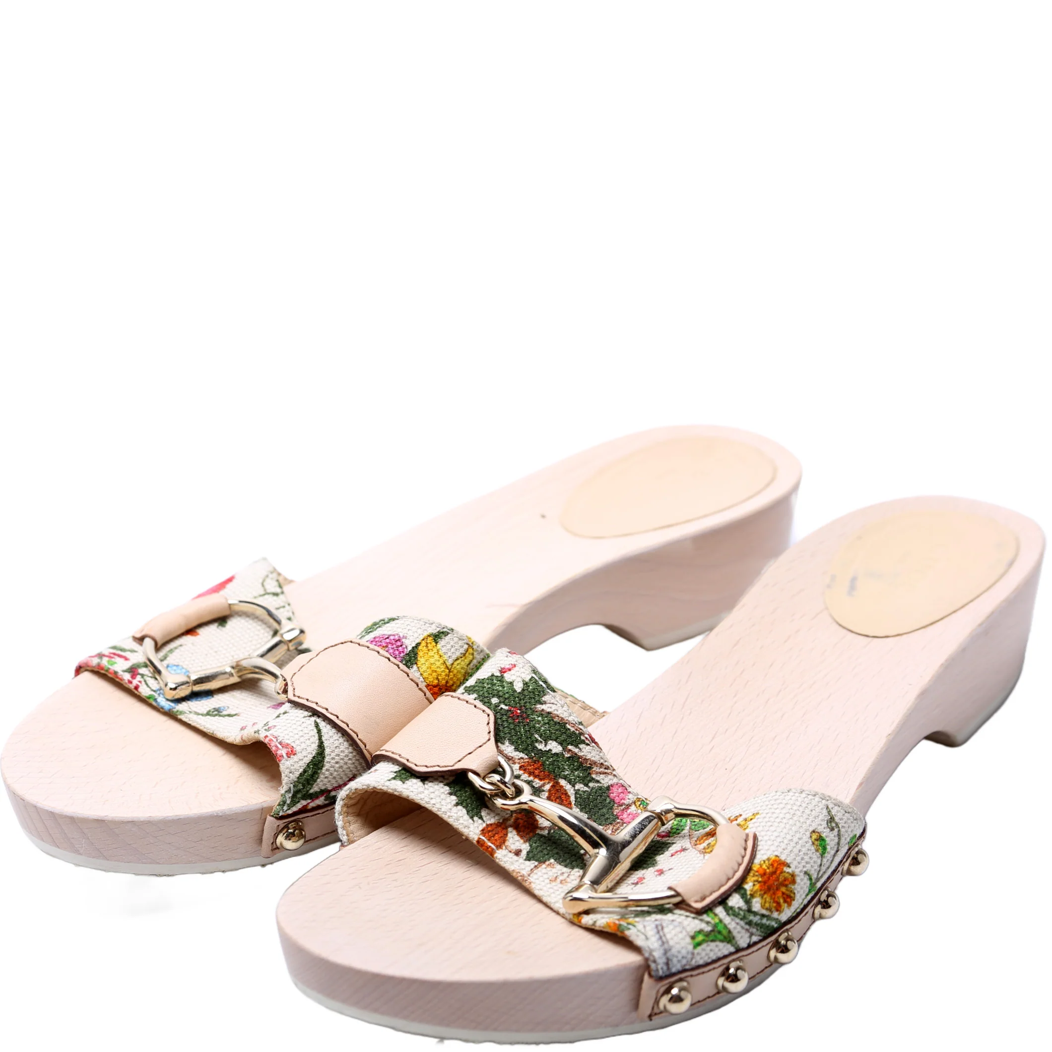 Horsebit Flora Canvas Mules Size 37.5