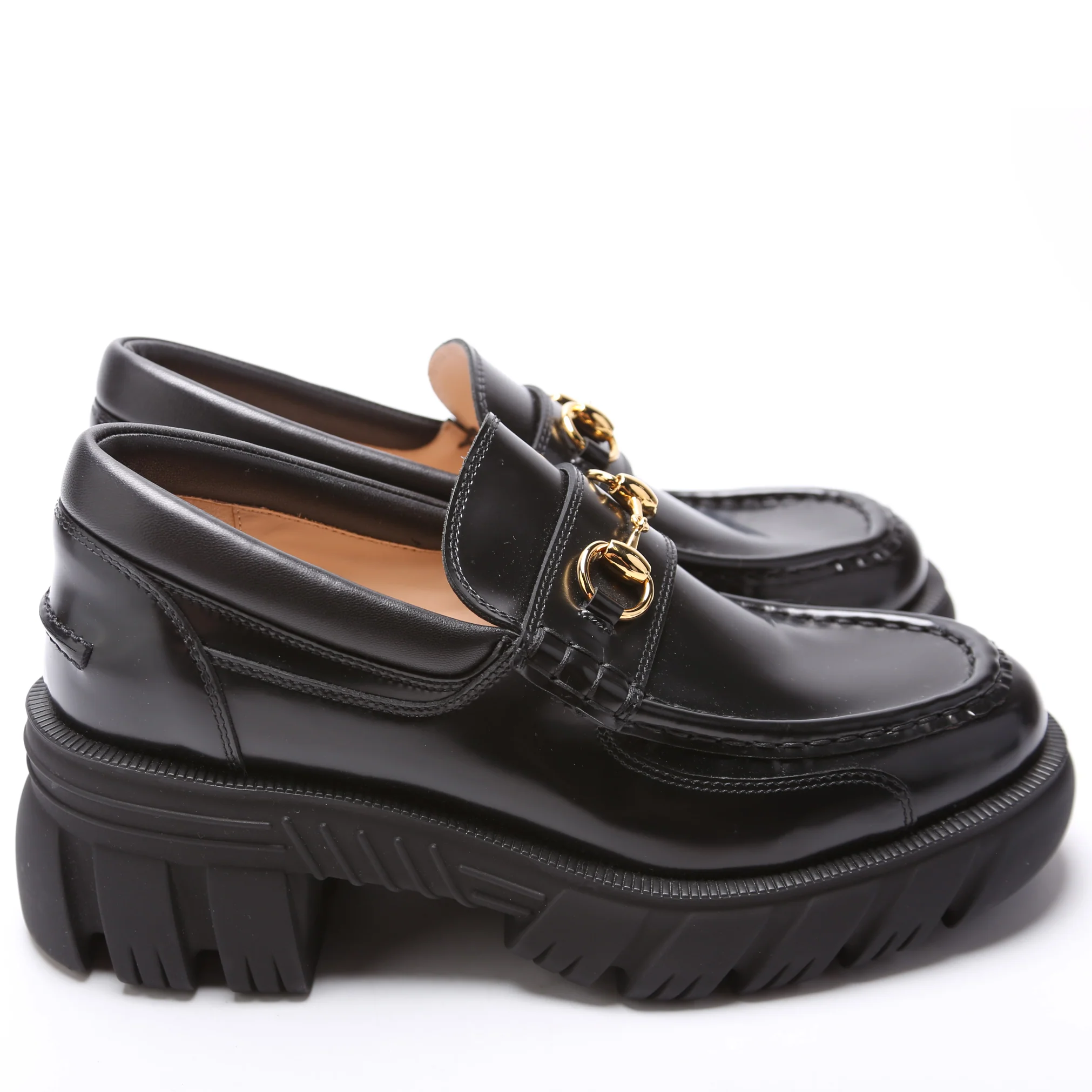 Horsebit Lug Sole Loafers Size 40.5 Black - Image 3