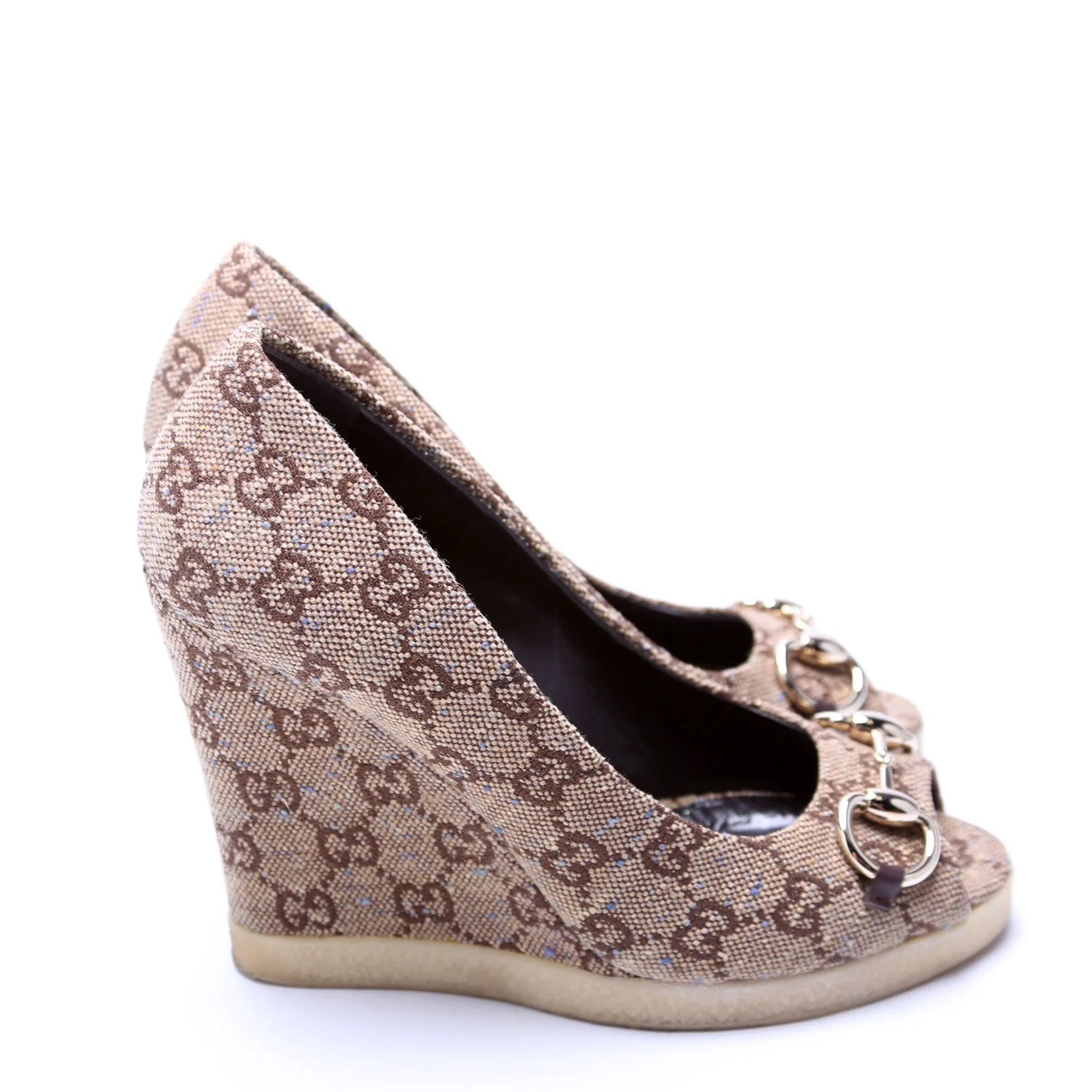 Horsebit Open Toe Wedge Pumps Size 36 - Image 3