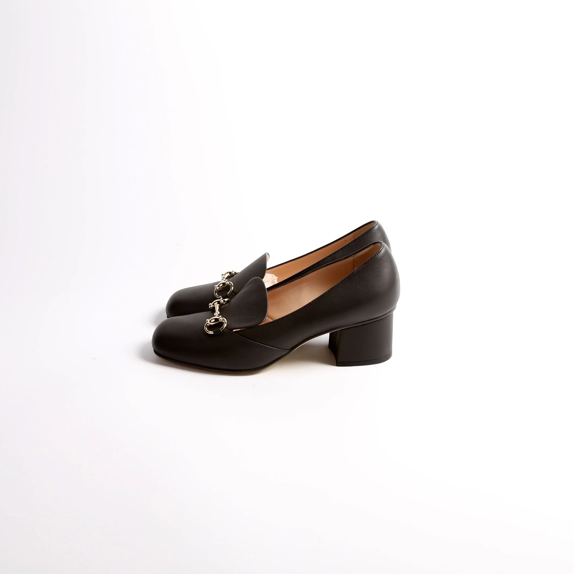 Horsebit Soft Calfskin Loafer Pumps Size 37 Black - Image 3