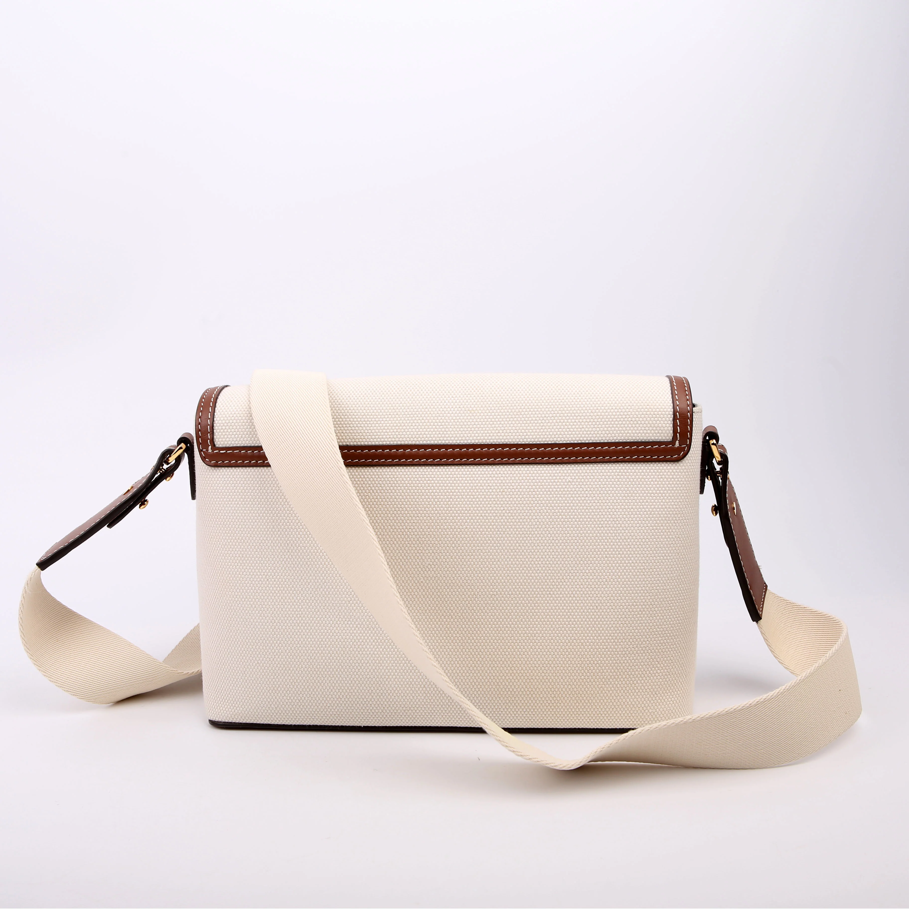 Horseferry Canvas Note Medium Crossbody White/Brown - Image 3