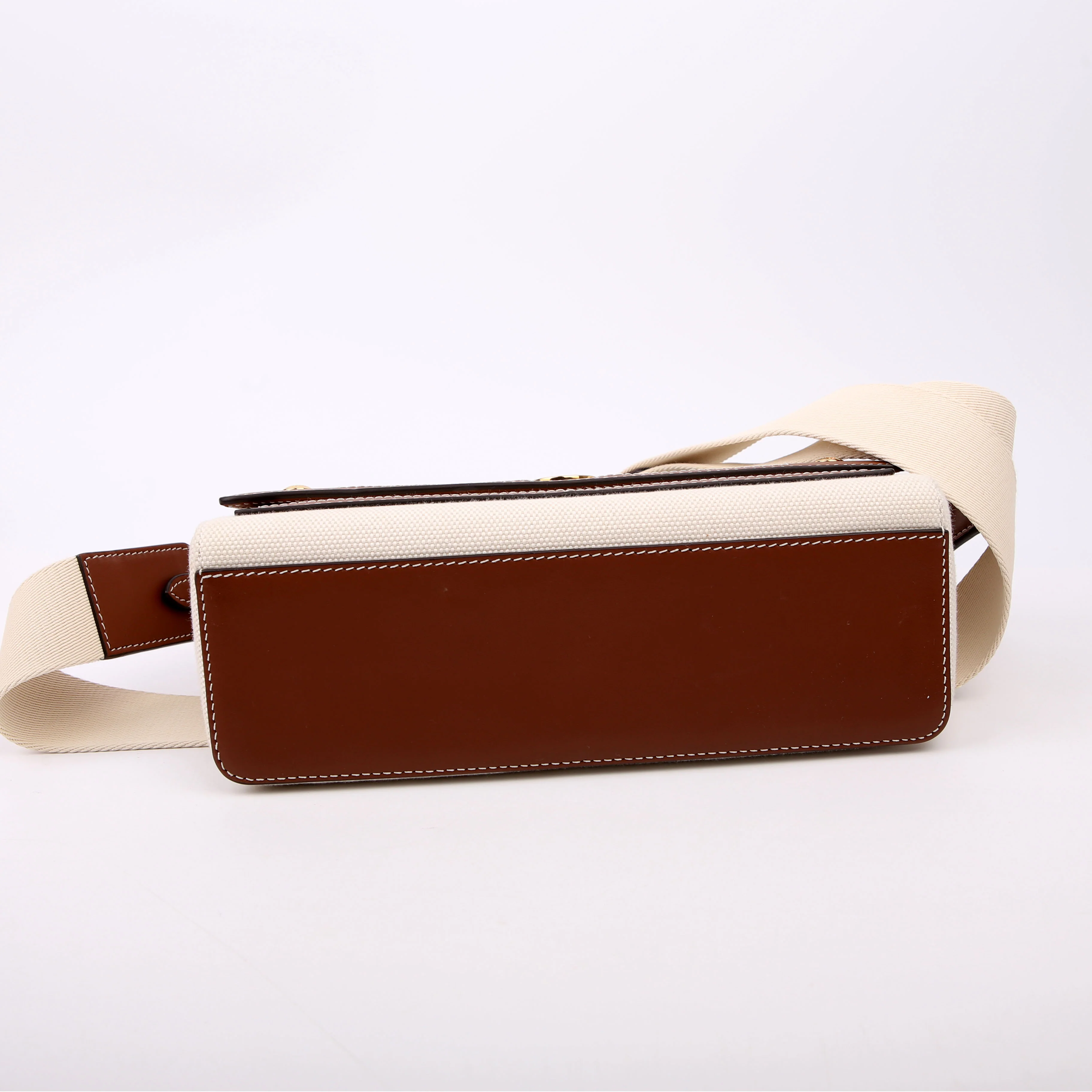 Horseferry Canvas Note Medium Crossbody White/Brown - Image 4