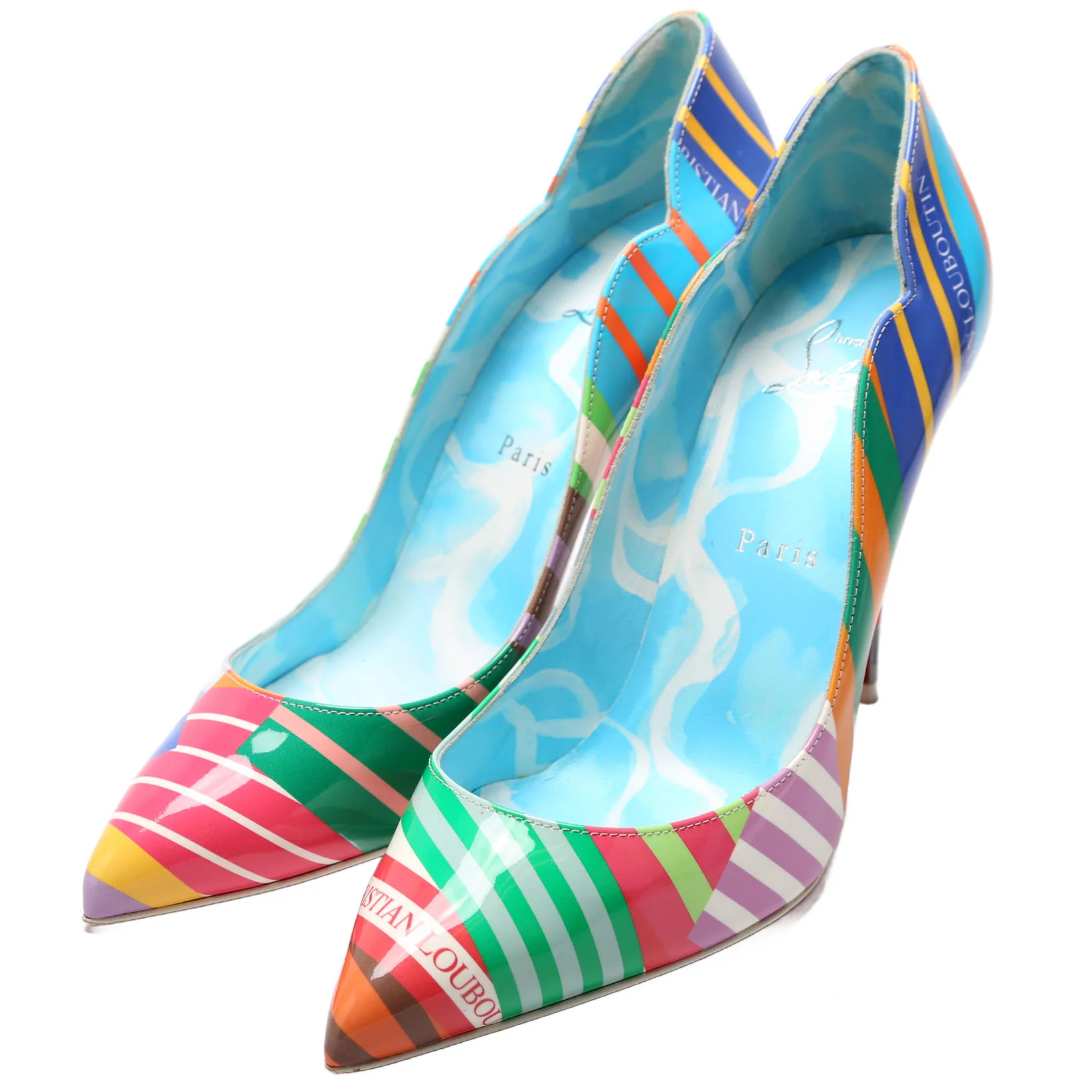 Hot Chick Striped Patent Pumps Size 39 - Image 2