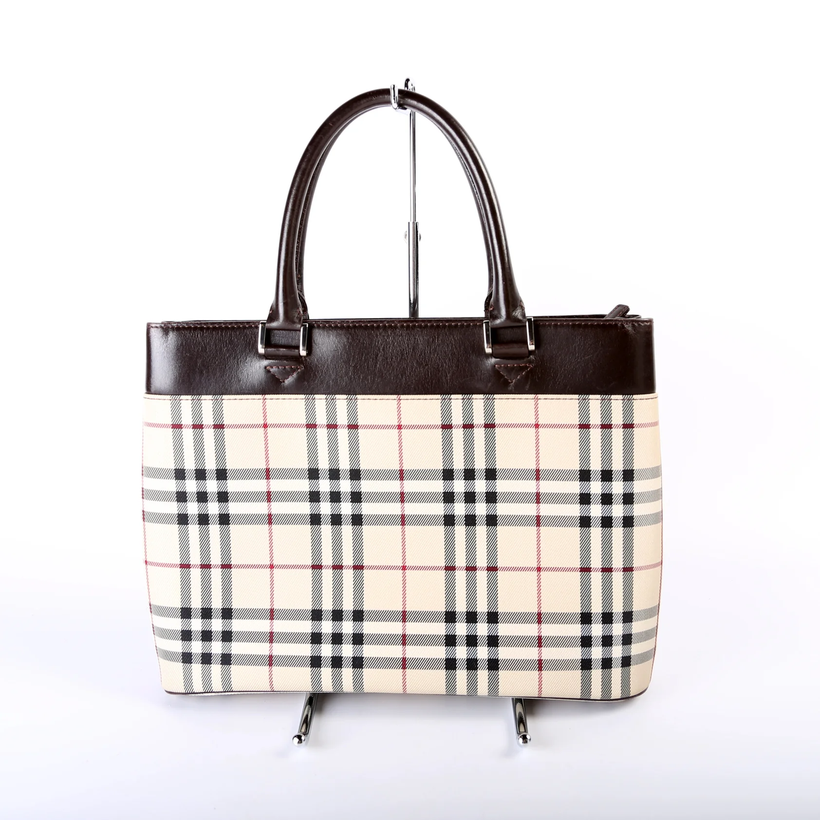 House Check Canvas Tote Vintage - Image 2