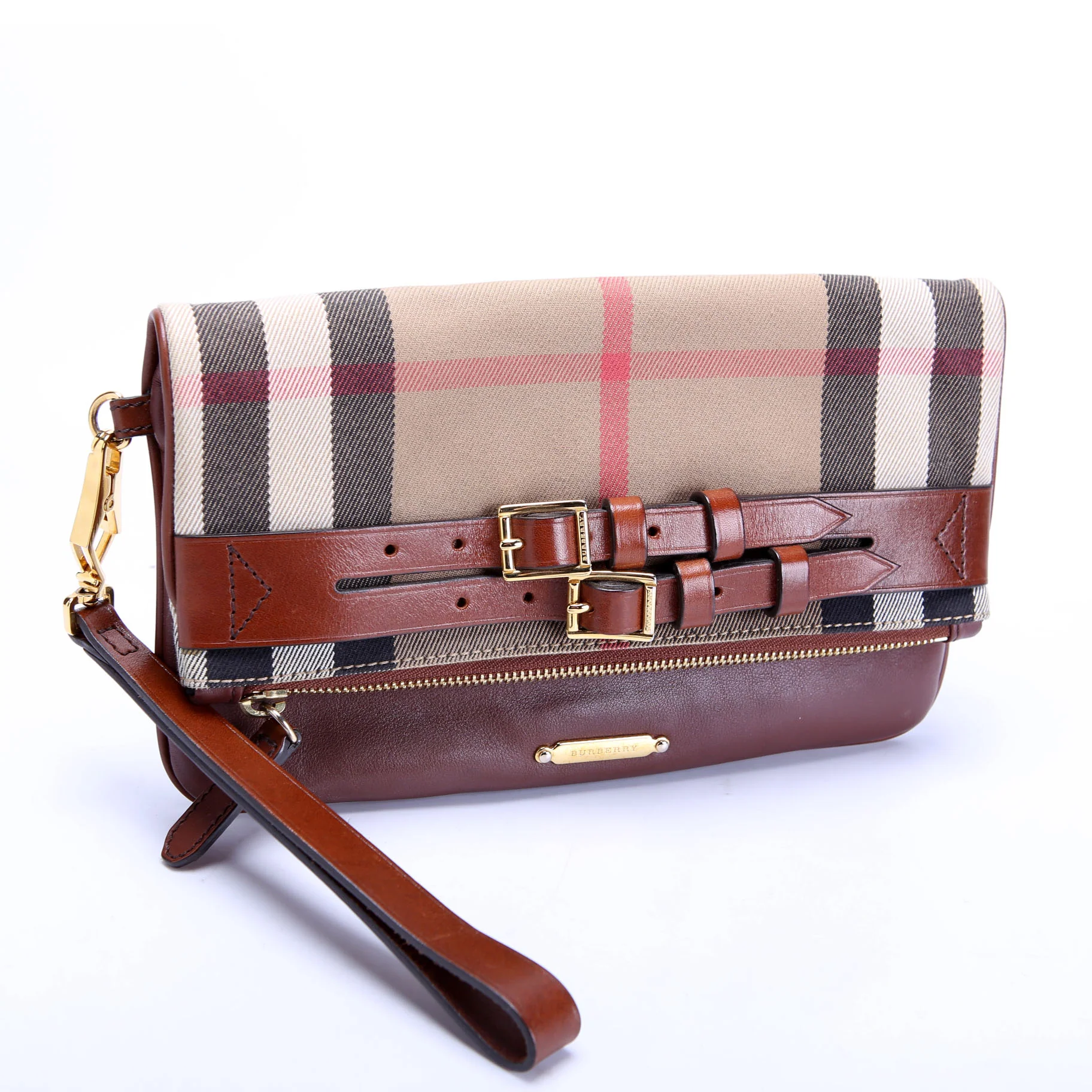 House Check Fold Over Wristlet Clutch - Image 2